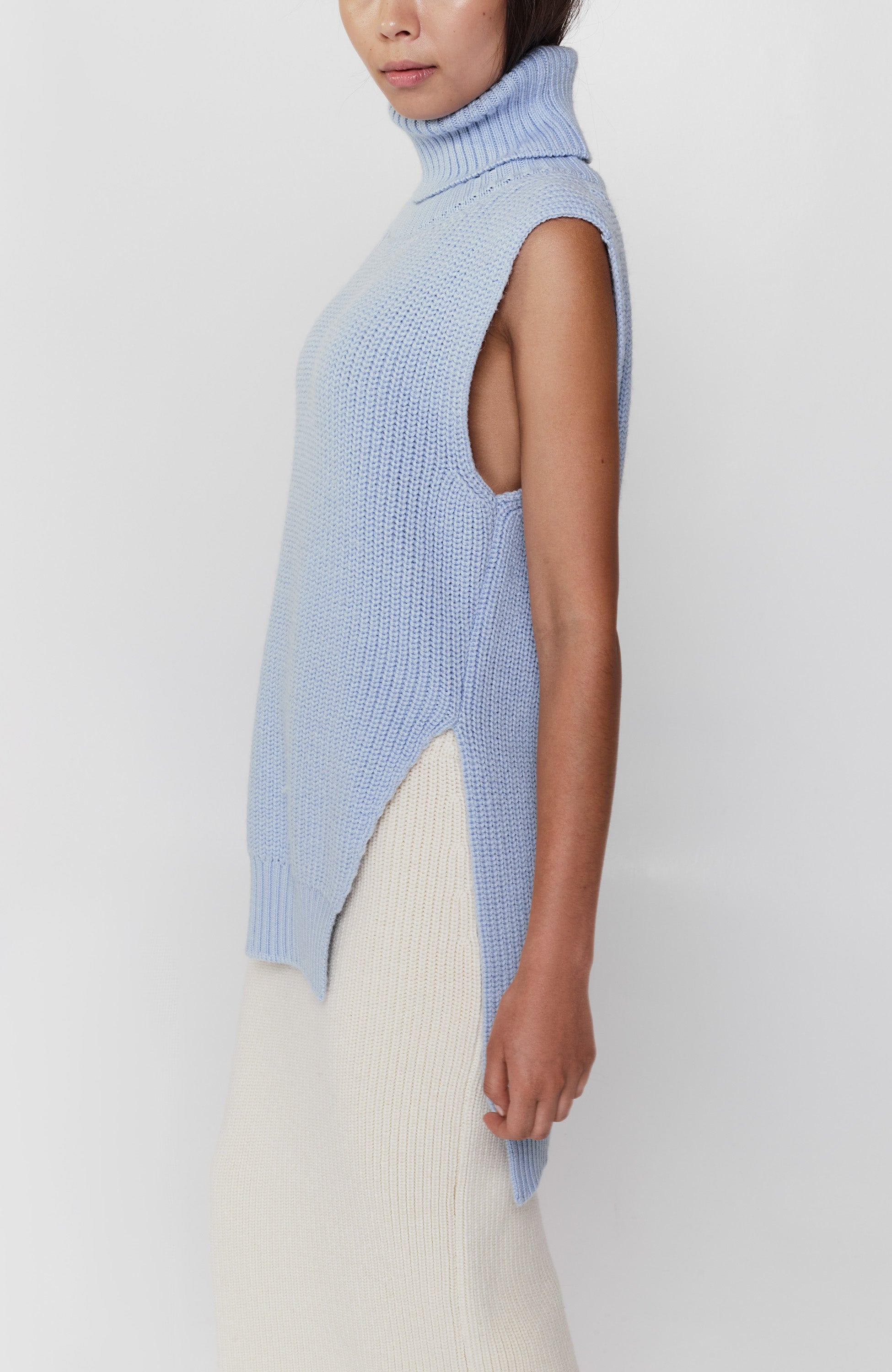 Erika cavallini Blue Rollneck knitted vest image 4