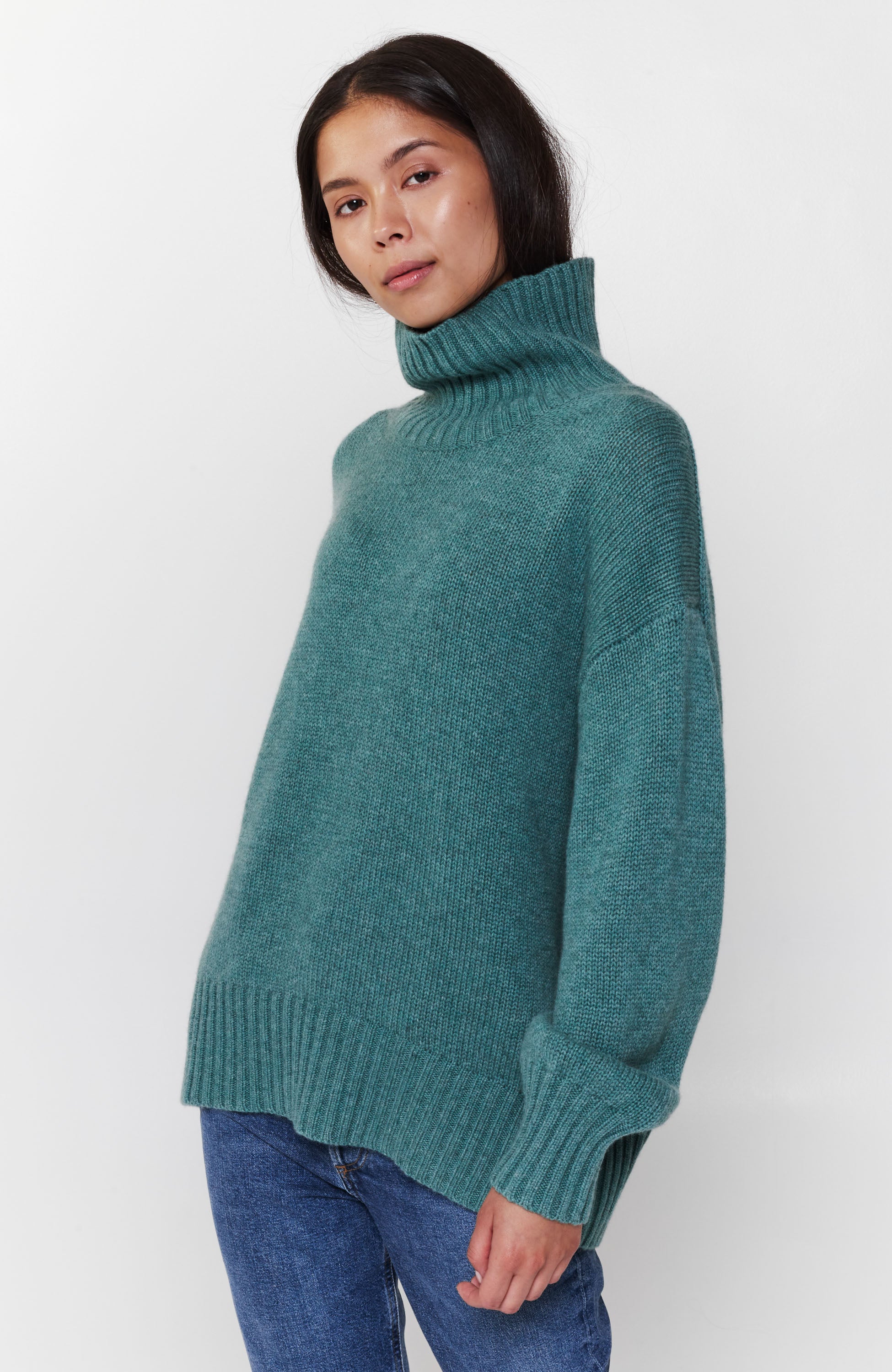 Ftc cashmere Green Kõrge kaelusega kootud sviiter image 3