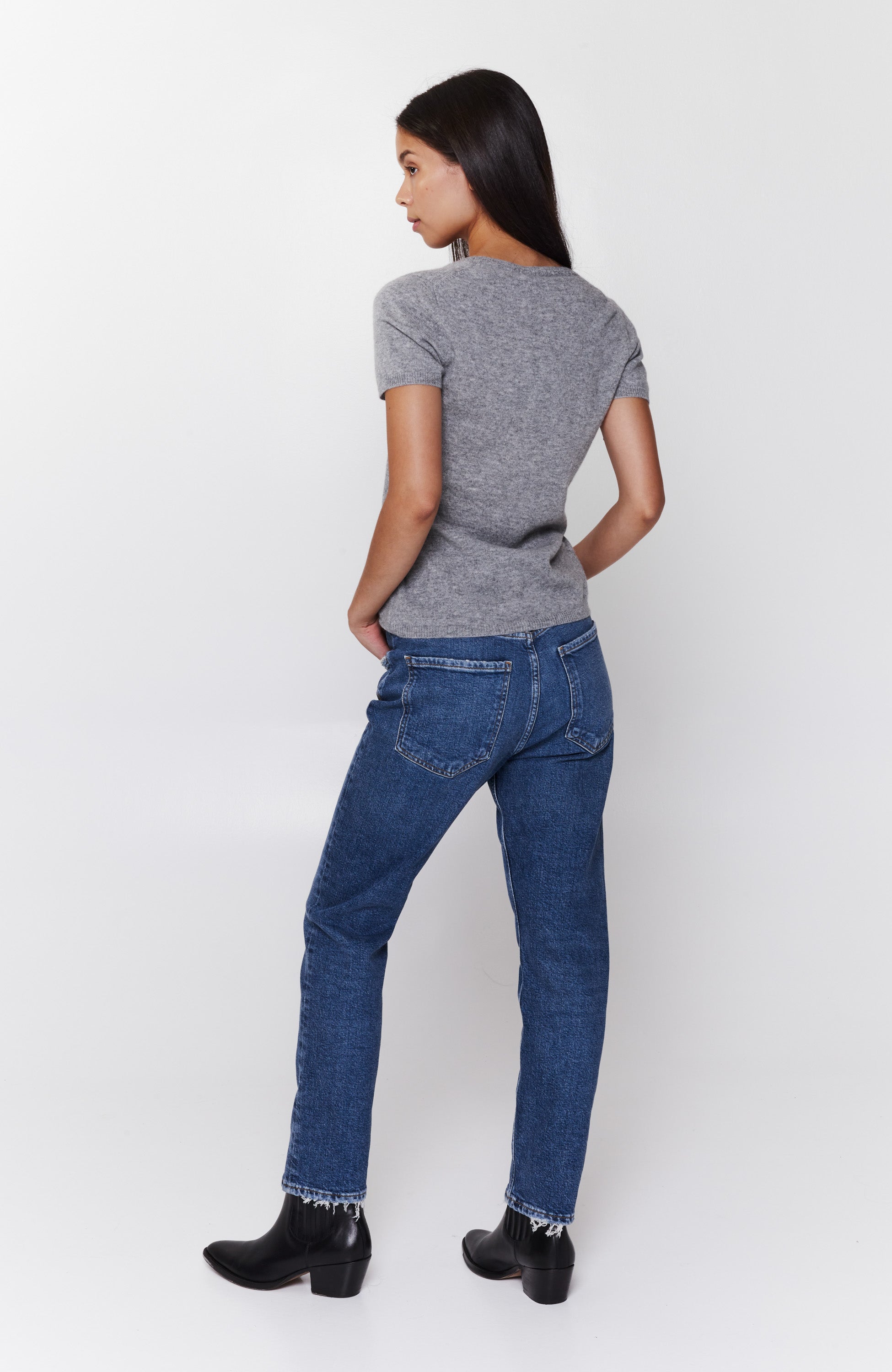 Ftc cashmere Grey Kaszmirowy top z krótkim rękawem image 5
