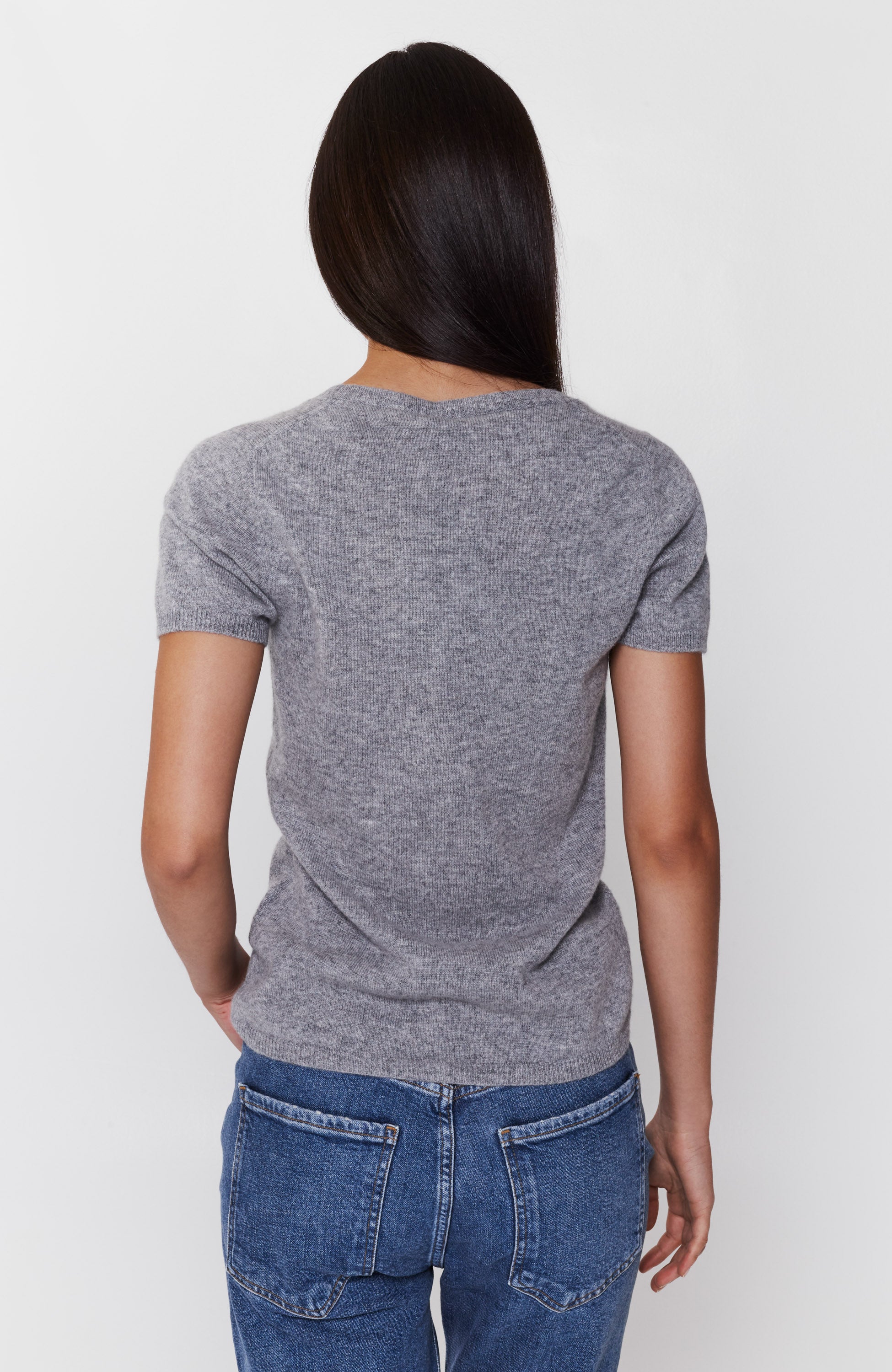 Ftc cashmere Grey Kaszmirowy top z krótkim rękawem image 3