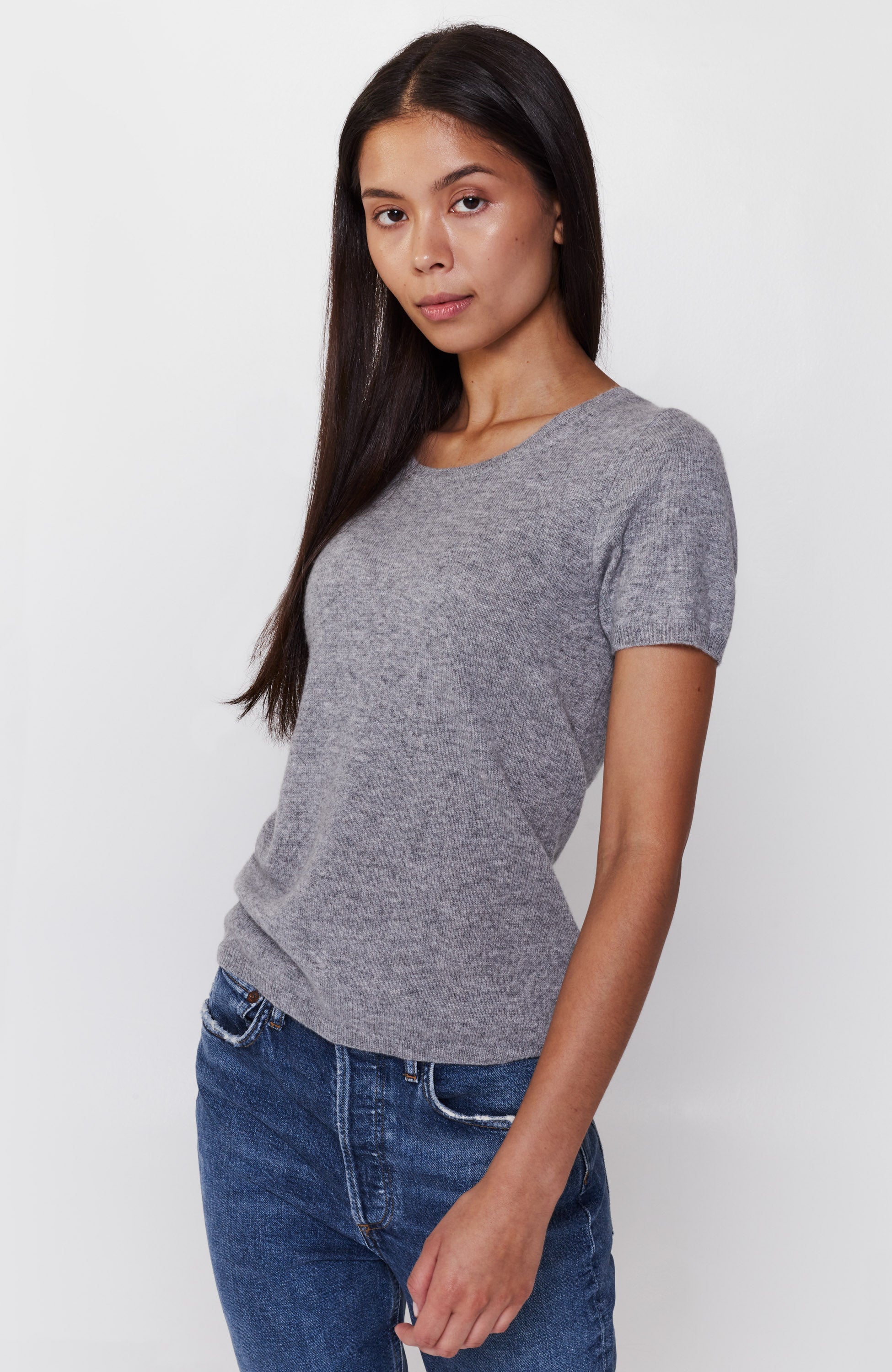 Ftc cashmere Grey Kaszmirowy top z krótkim rękawem image 2