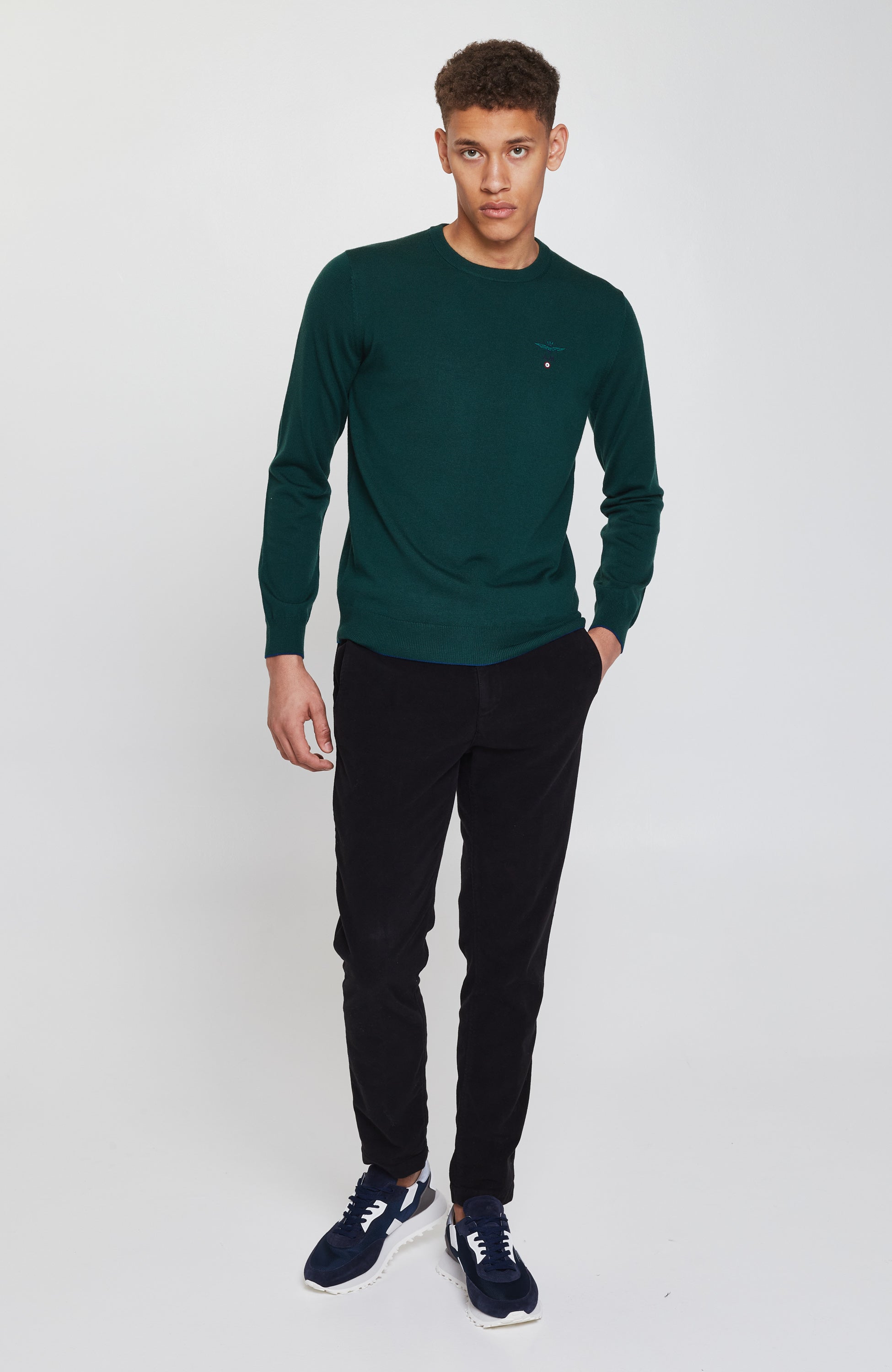 Aeronautica militare Green Roundneck merino wool sweater image 5