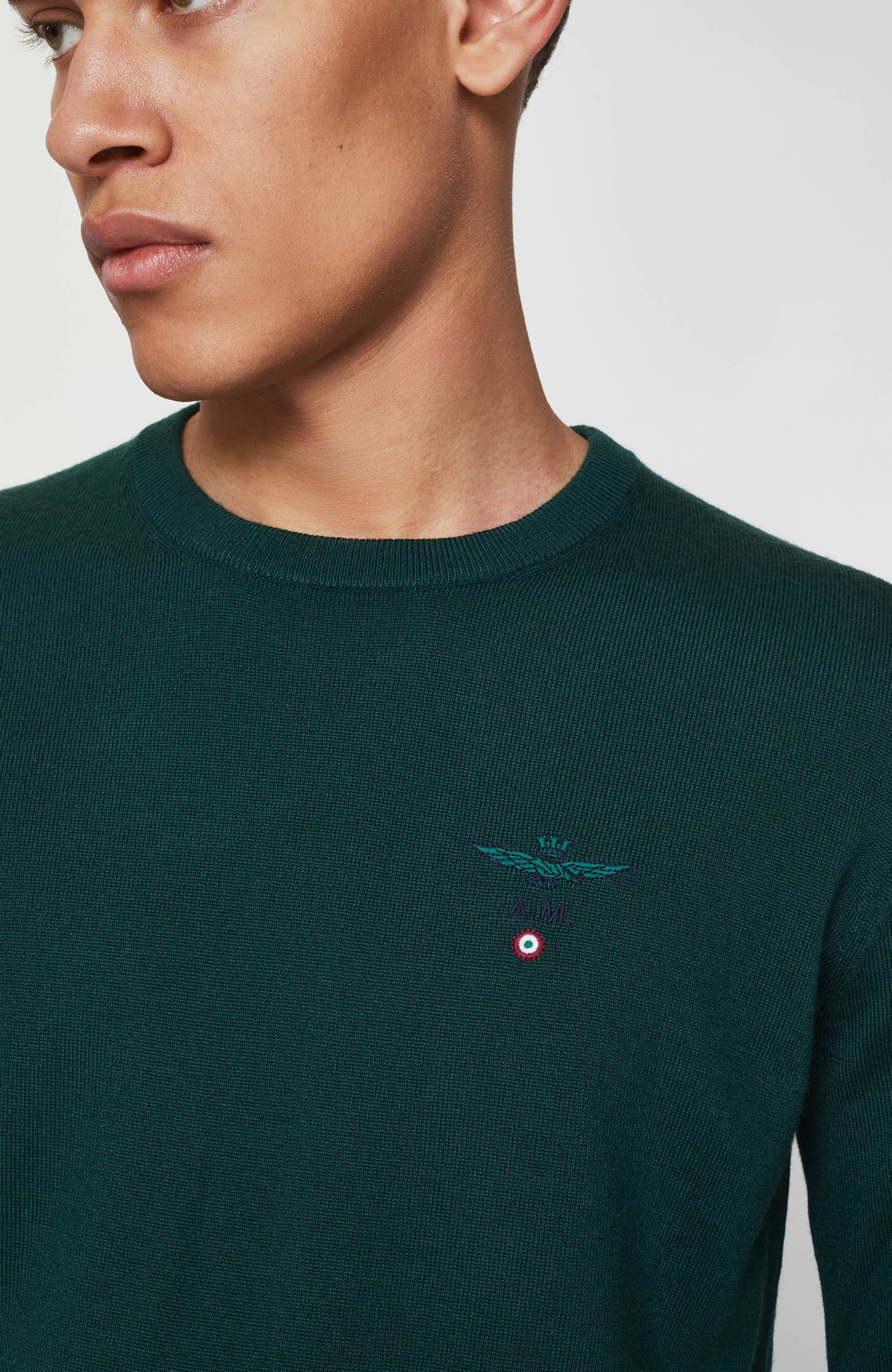 Aeronautica militare Green Roundneck merino wool sweater image 3