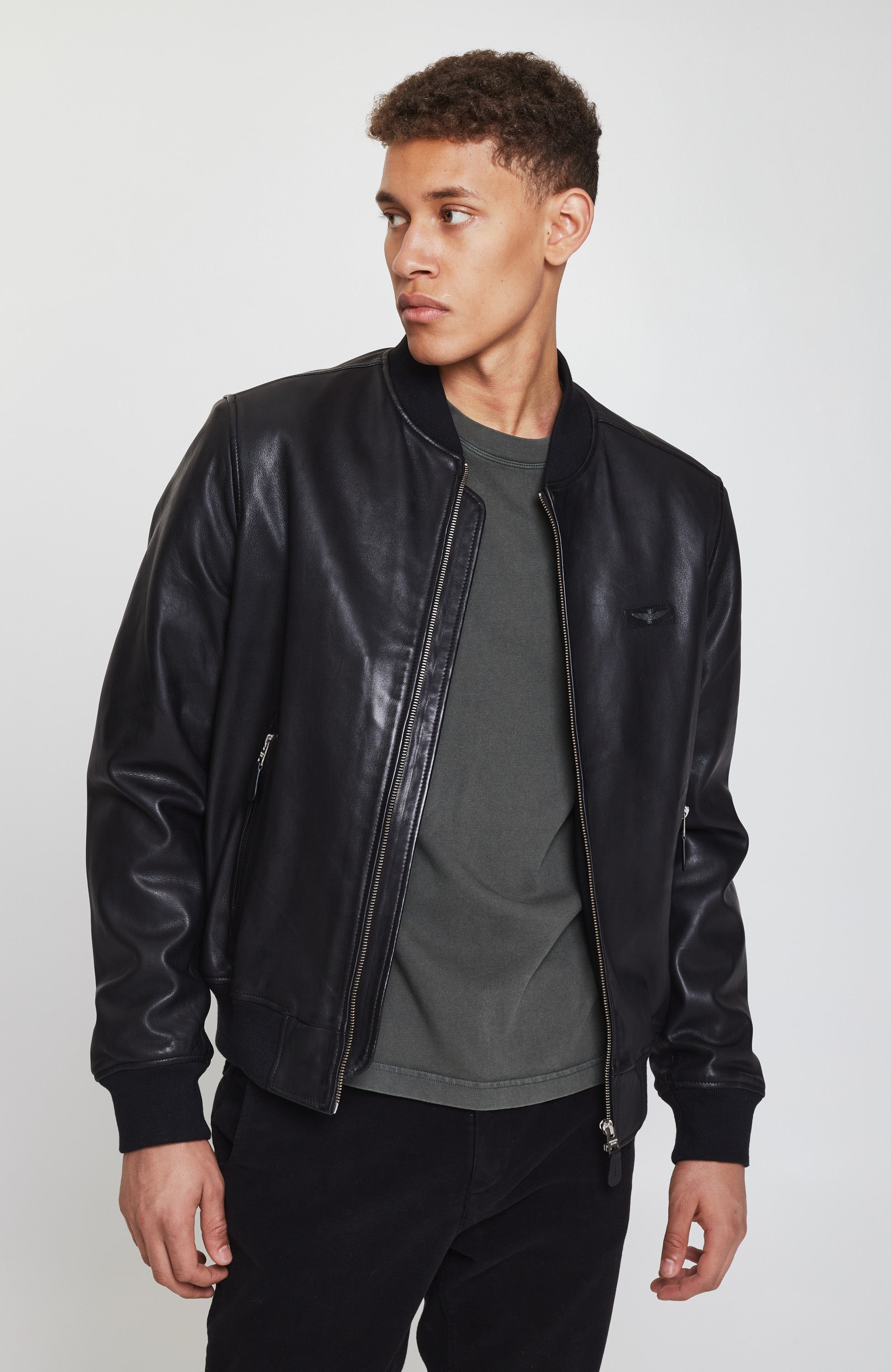 Aeronautica militare Black Leather bomber jacket image 3