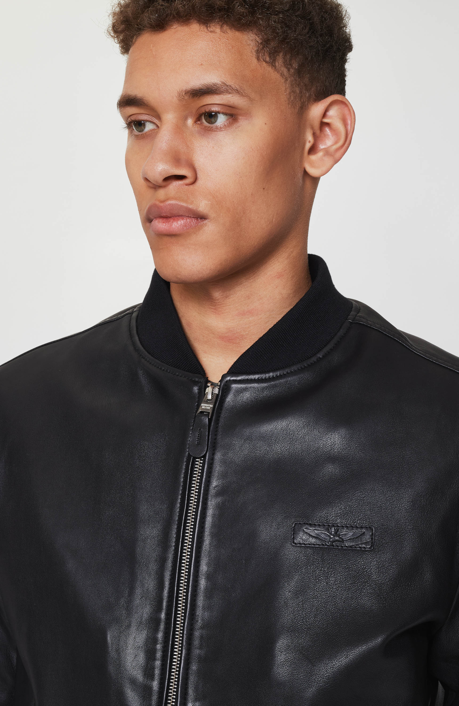 Aeronautica militare Black Leather bomber jacket image 4