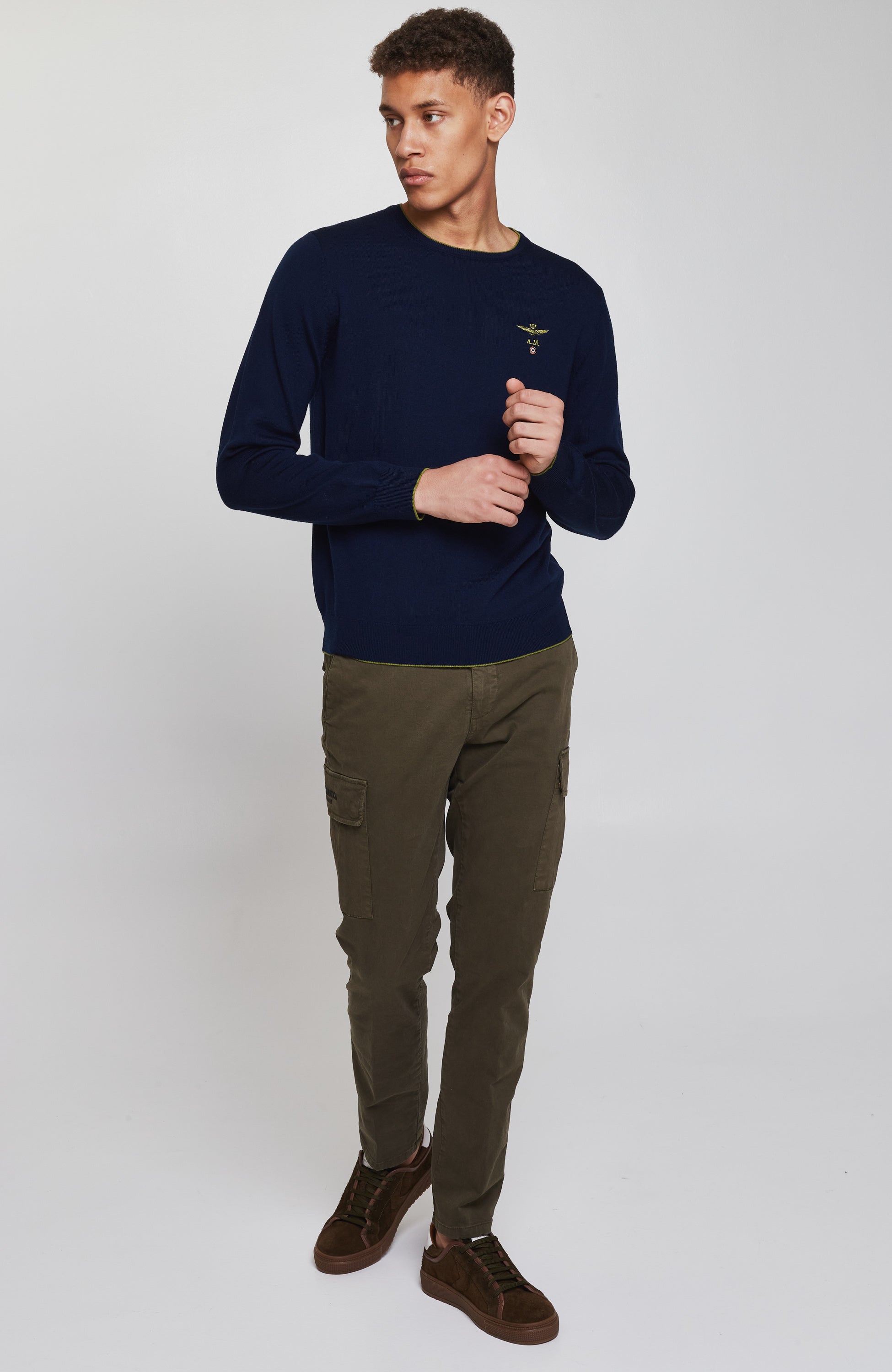Aeronautica militare Blue Roundneck merino wool sweater image 3