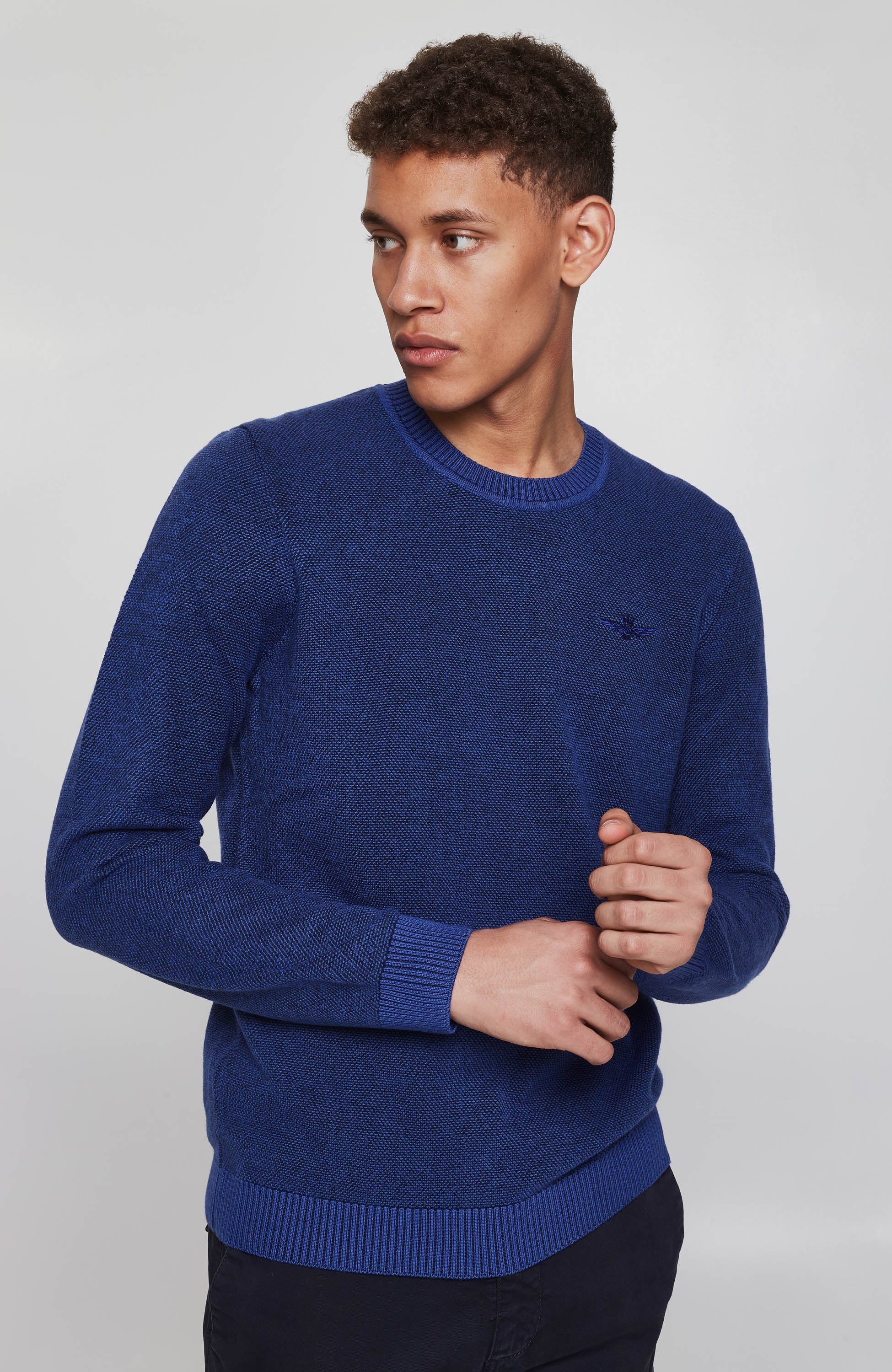 Aeronautica militare Blue Textured cotton sweater image 1