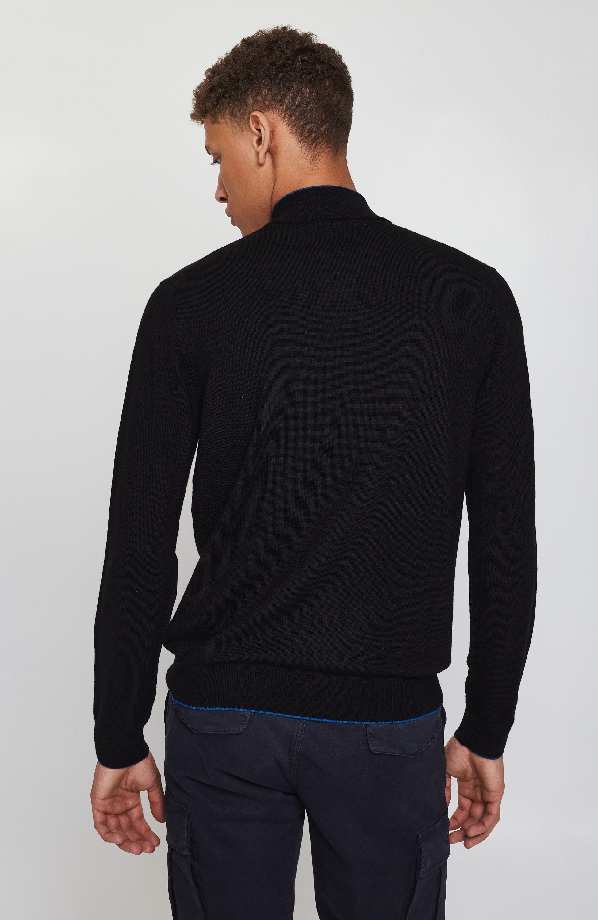 Aeronautica militare Black Half-zipped merino wool sweater image 3
