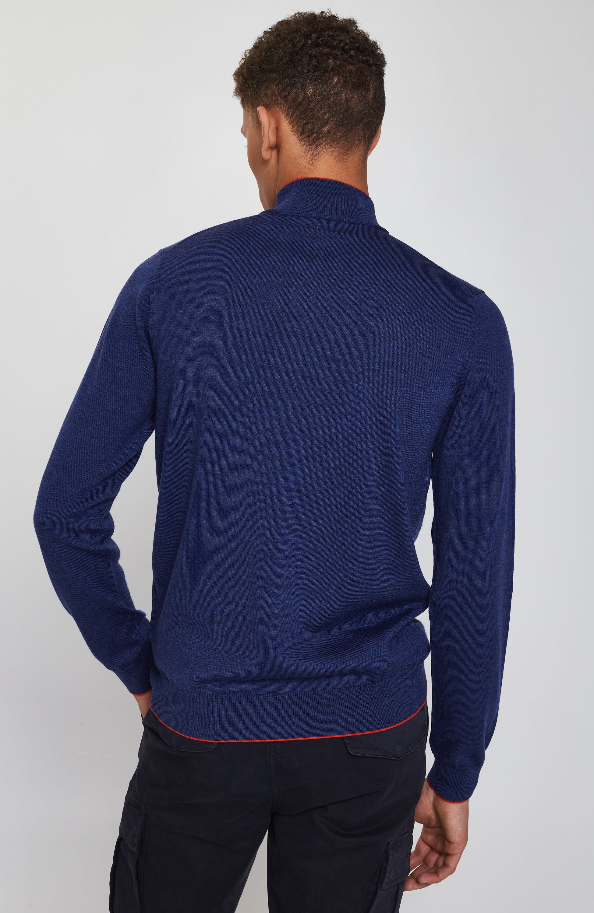 Aeronautica militare Blue Half-zipped merino wool sweater image 3
