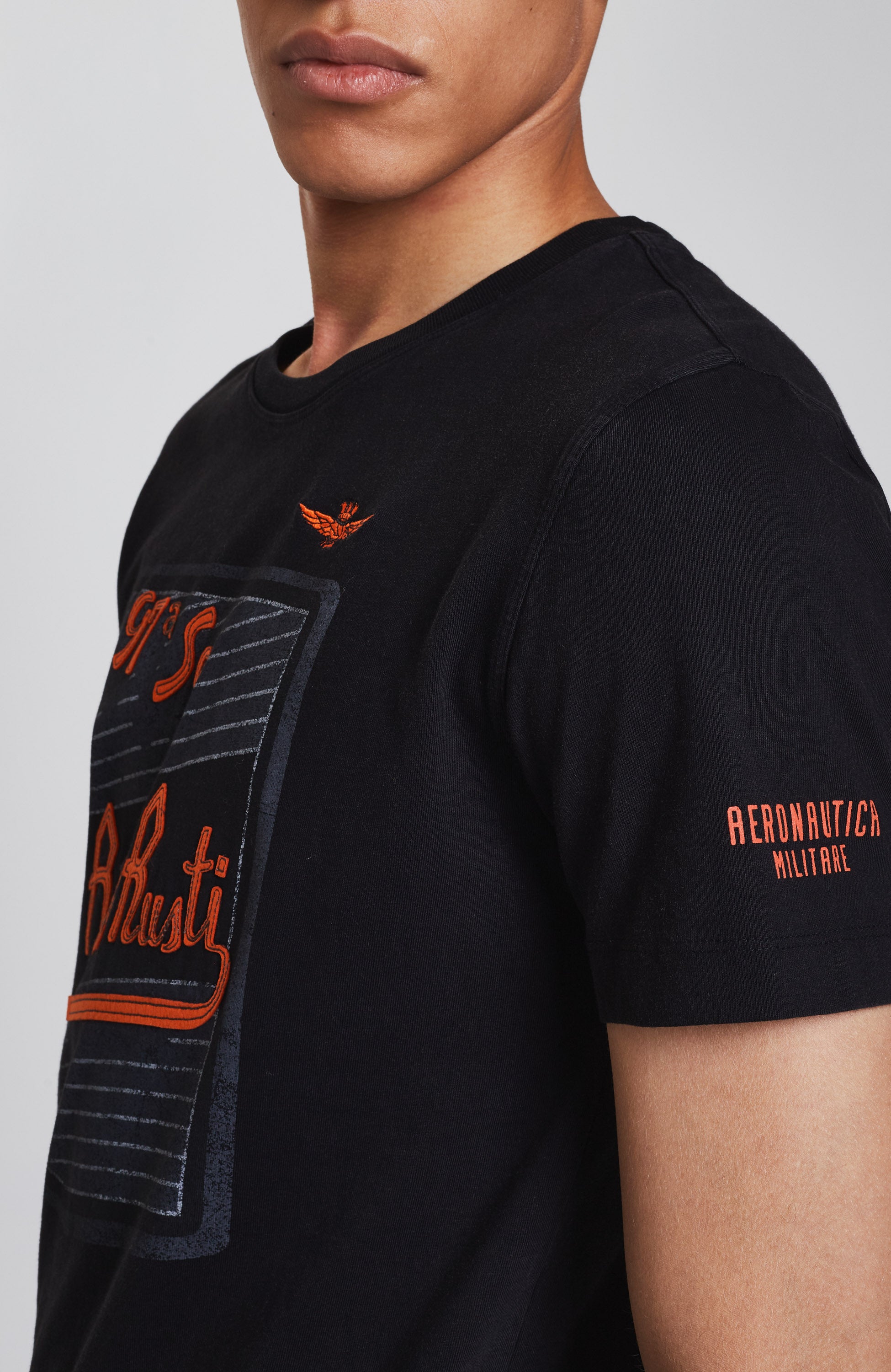 Aeronautica militare Black Flocked printed t-shirt image 4