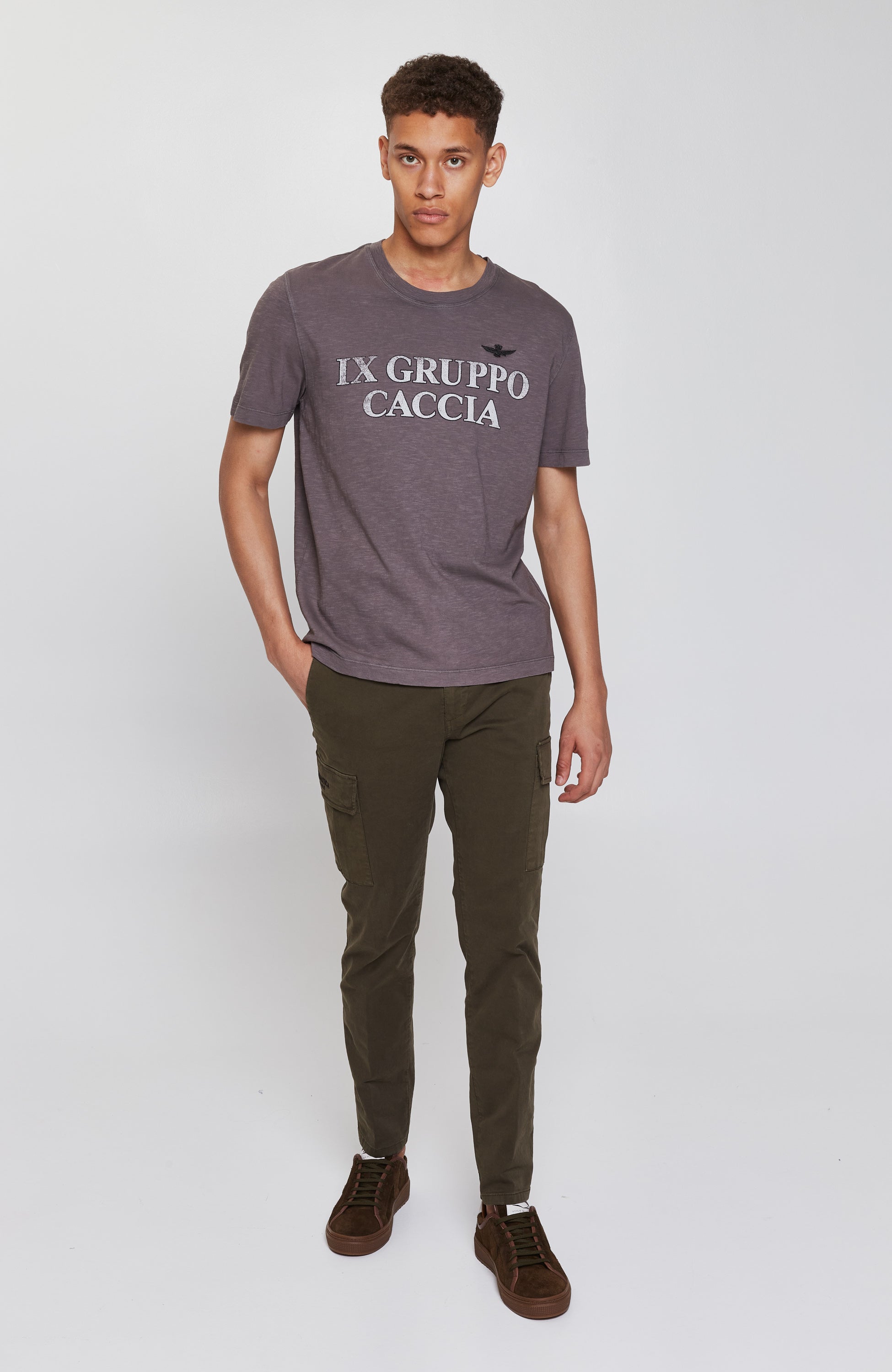 Aeronautica militare Grey Double-sided print t-shirt image 6