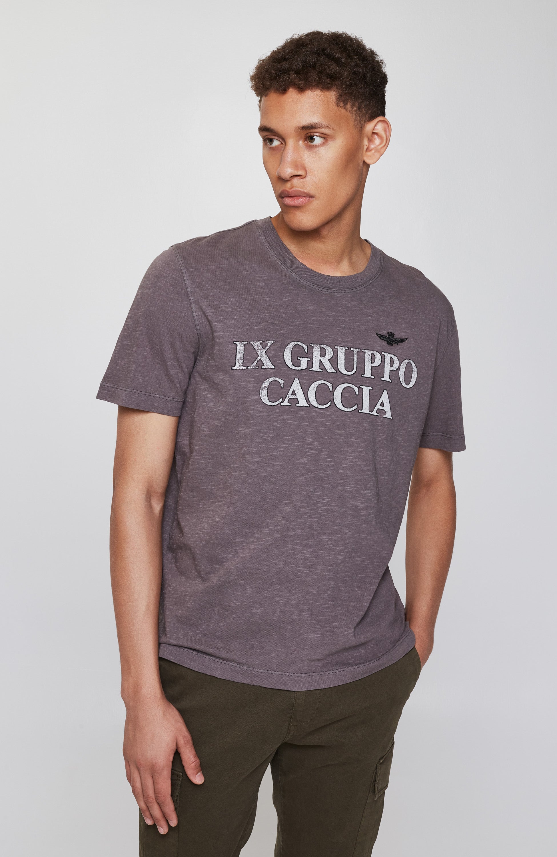 Aeronautica militare Grey Double-sided print t-shirt image 1