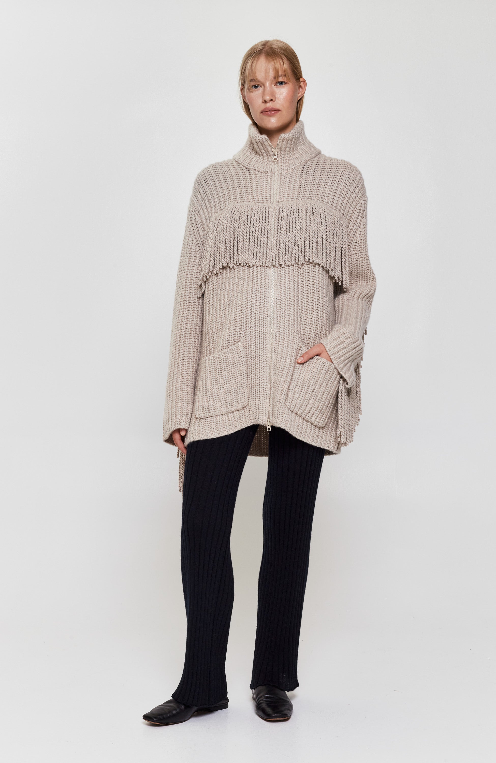 Lisa yang Neutral Fringed knit cardigan elisa image 7