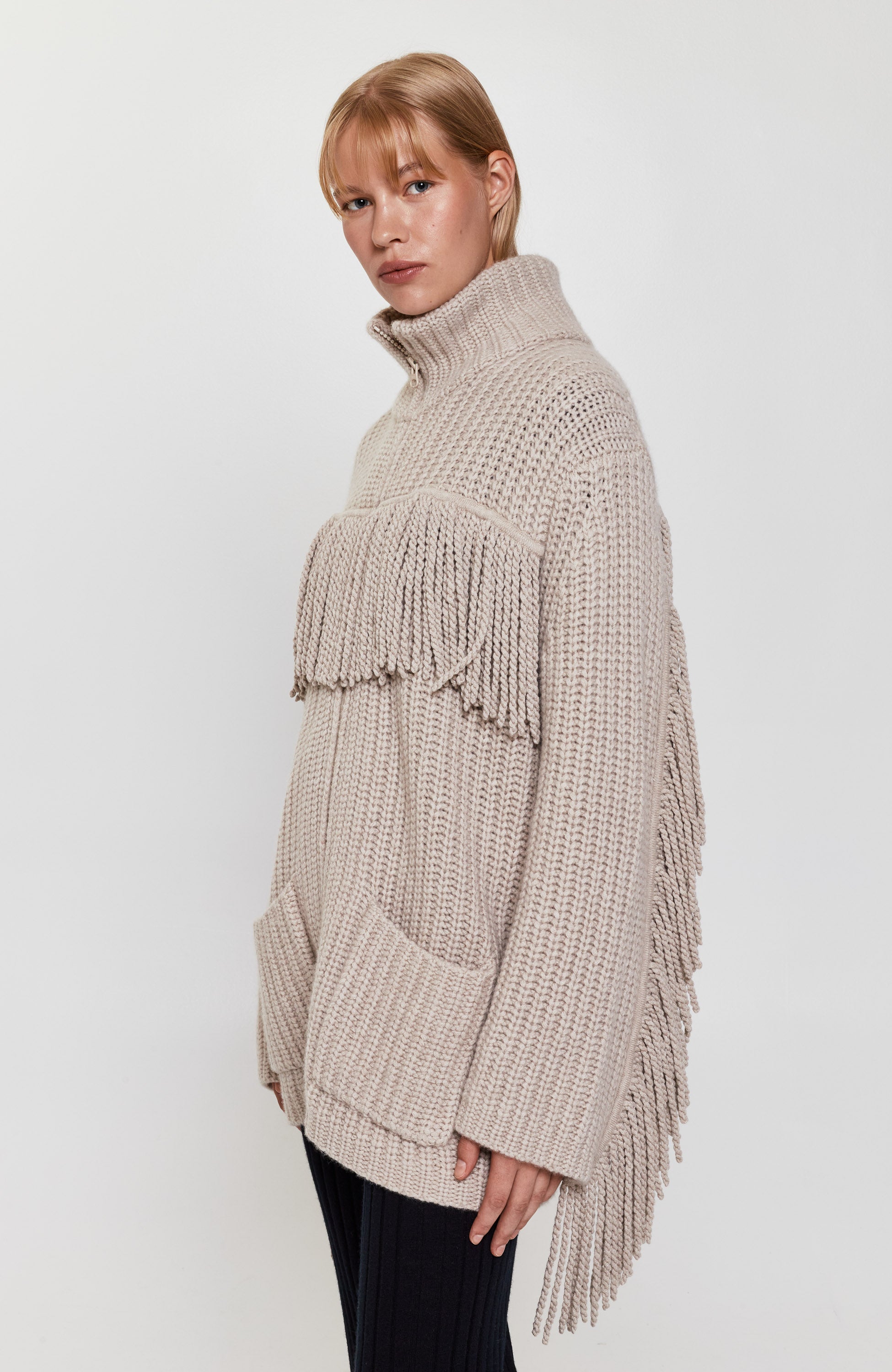 Lisa yang Neutral Fringed knit cardigan elisa image 3