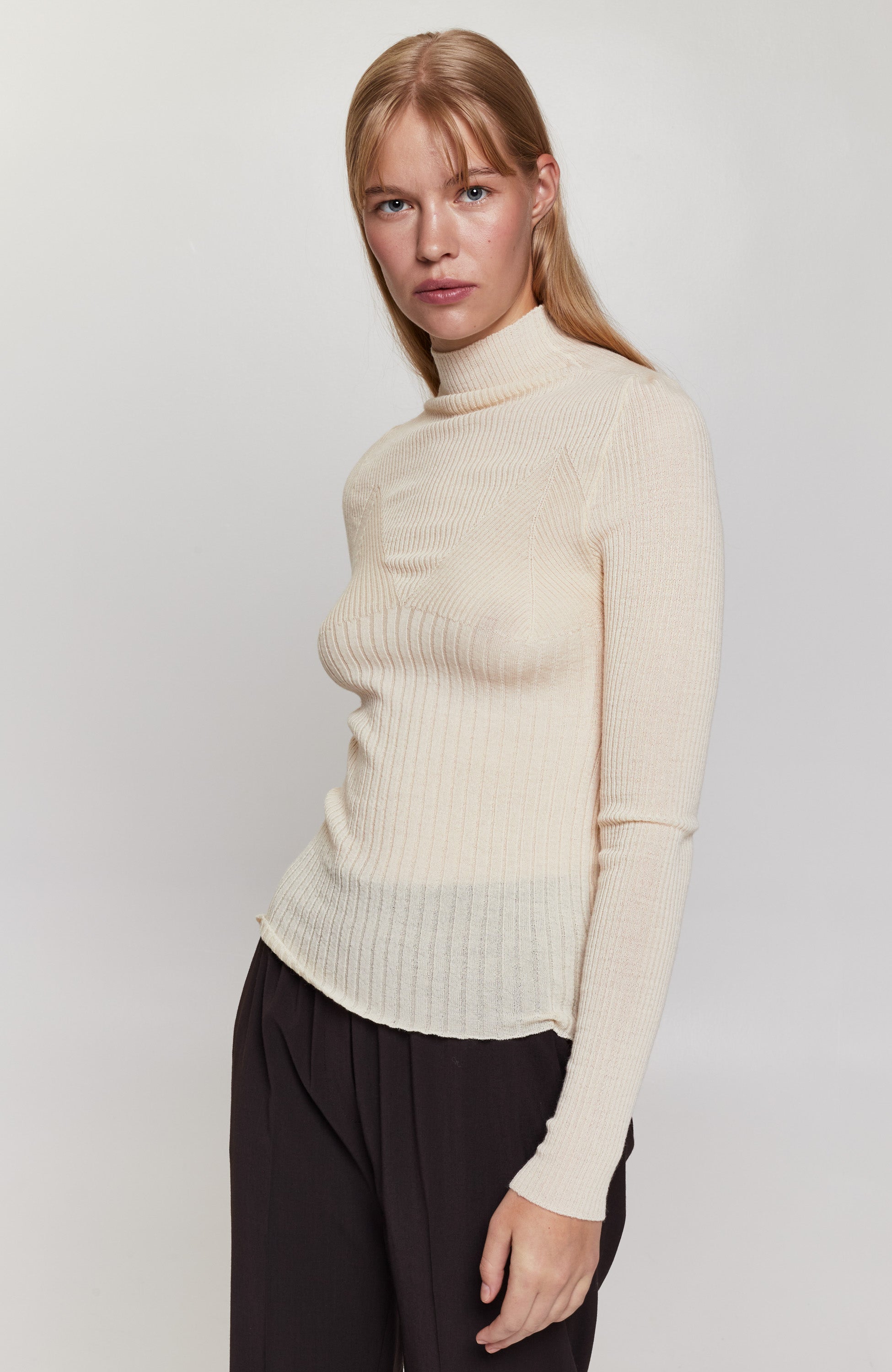 Erika cavallini Neutral Top z długim rękawem z cienkiej dzianiny image 4
