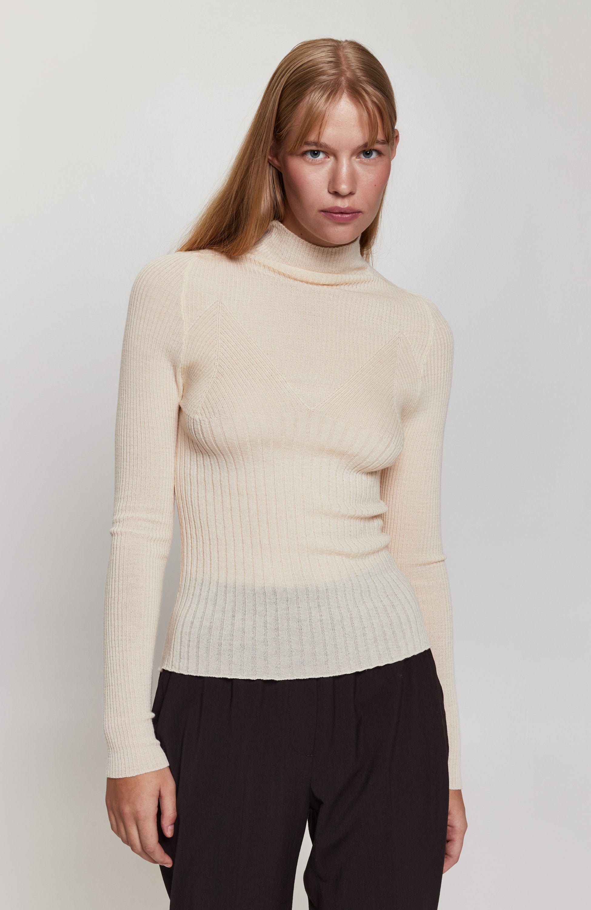 Erika cavallini Neutral Top z długim rękawem z cienkiej dzianiny image 3