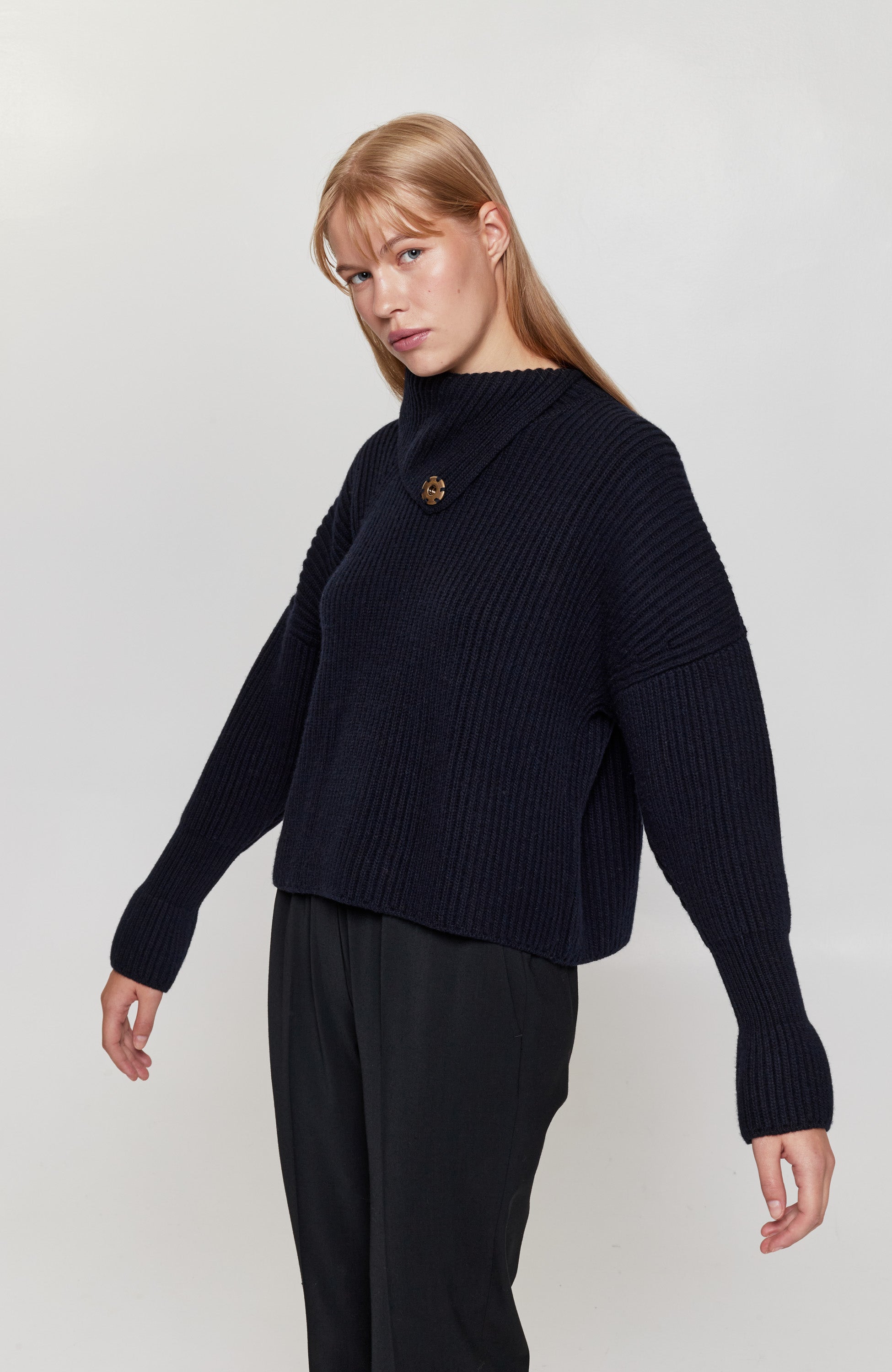 Erika cavallini Navy Lai kootud sviiter image 3