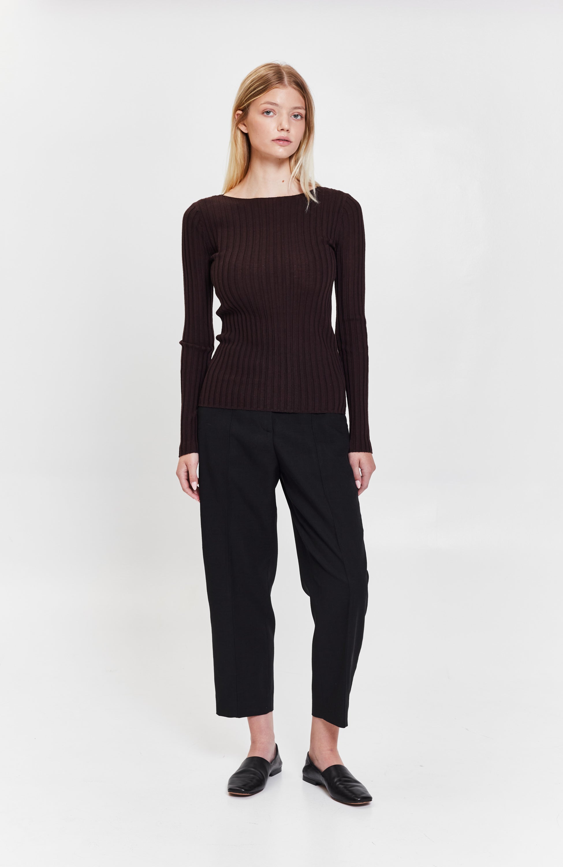 House of dagmar Brown Fine knit ribbed top winslet image 7