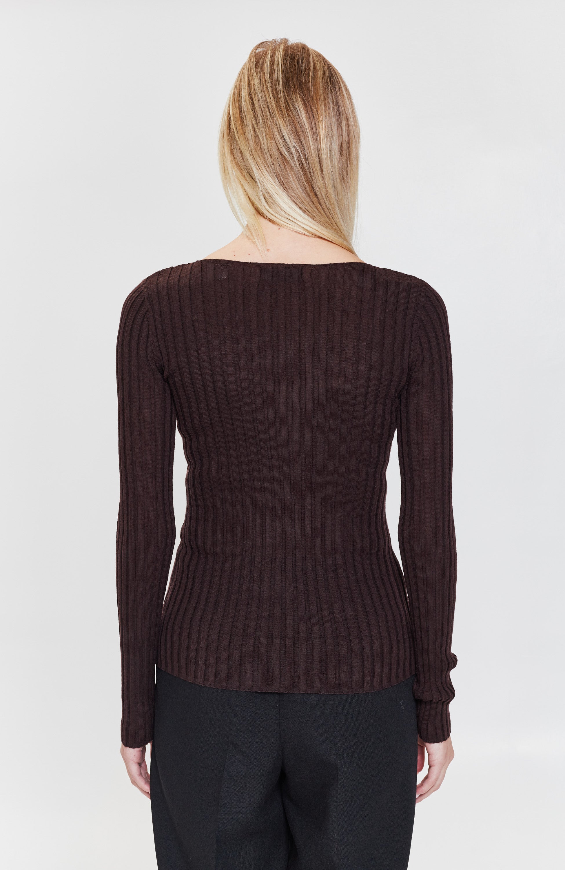 House of dagmar Brown Fine knit ribbed top winslet image 6