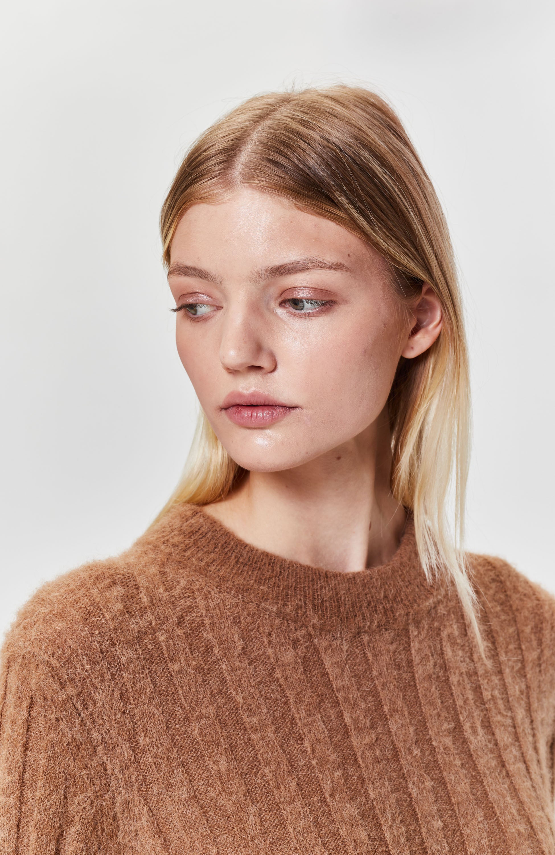 House of dagmar Brown Ribbed knit wool dress carla image 3