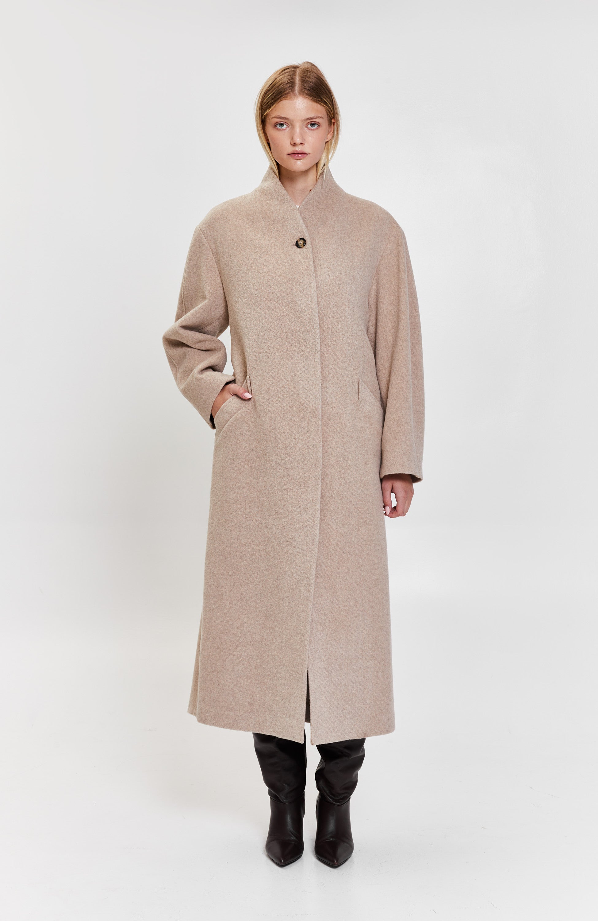 House of dagmar Beige Belted relaxed coat cameron image 3