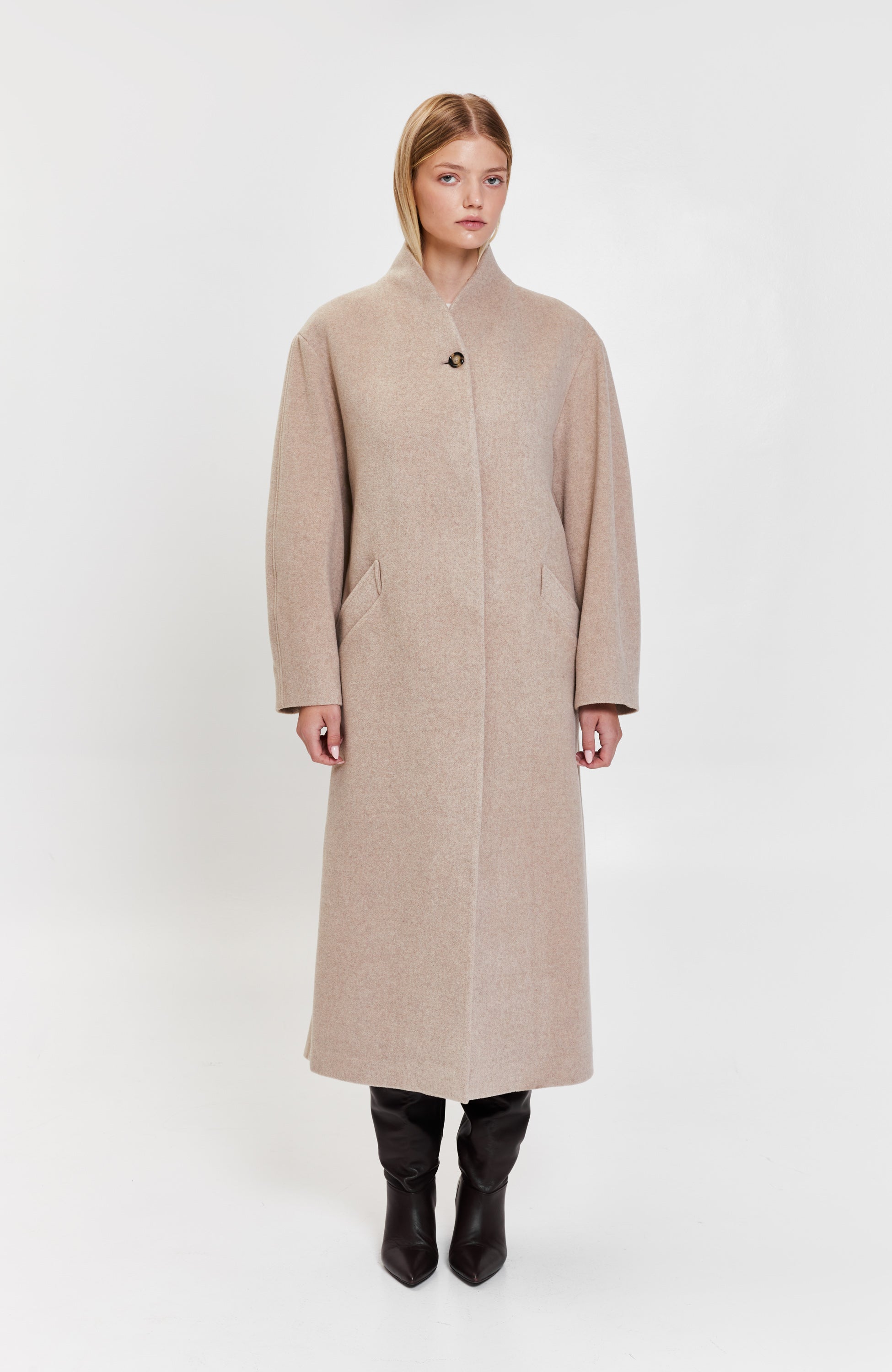 House of dagmar Beige Belted relaxed coat cameron image 1