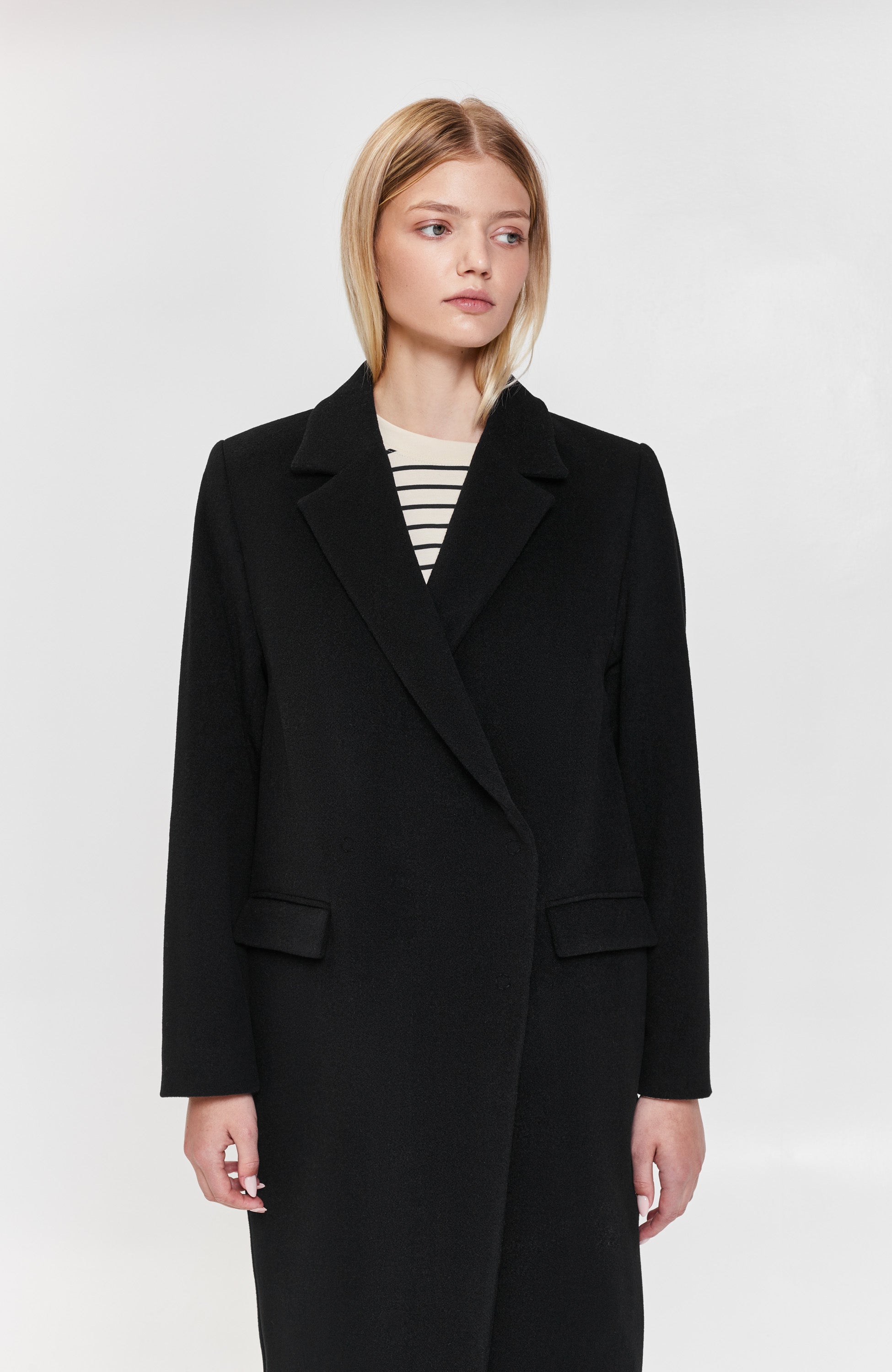House of dagmar Black Double-breasted wool coat anissa image 4