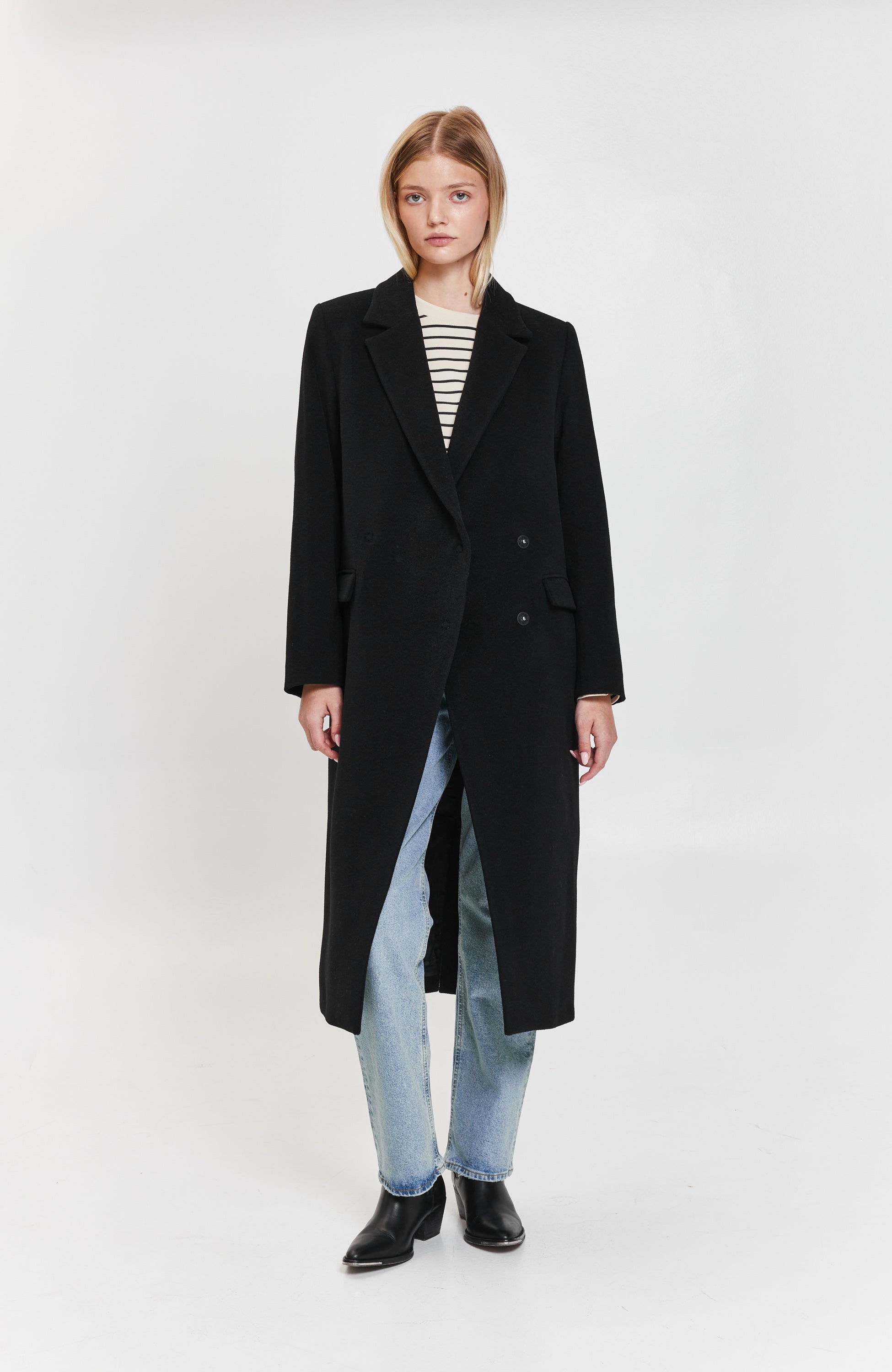 House of dagmar Black Double-breasted wool coat anissa image 5