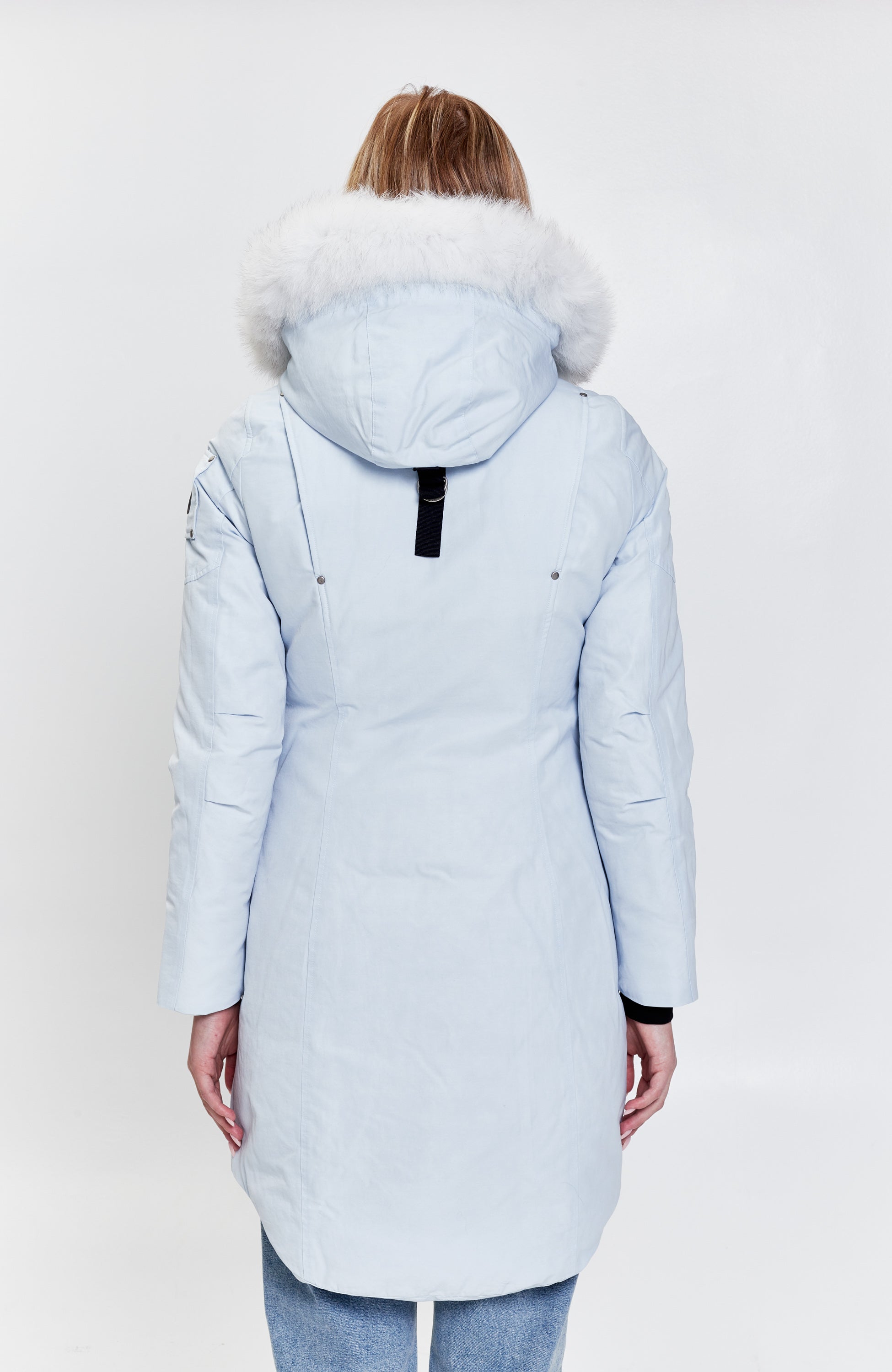 Moose knuckles Blue Fur-trim down parka sunwapta image 4