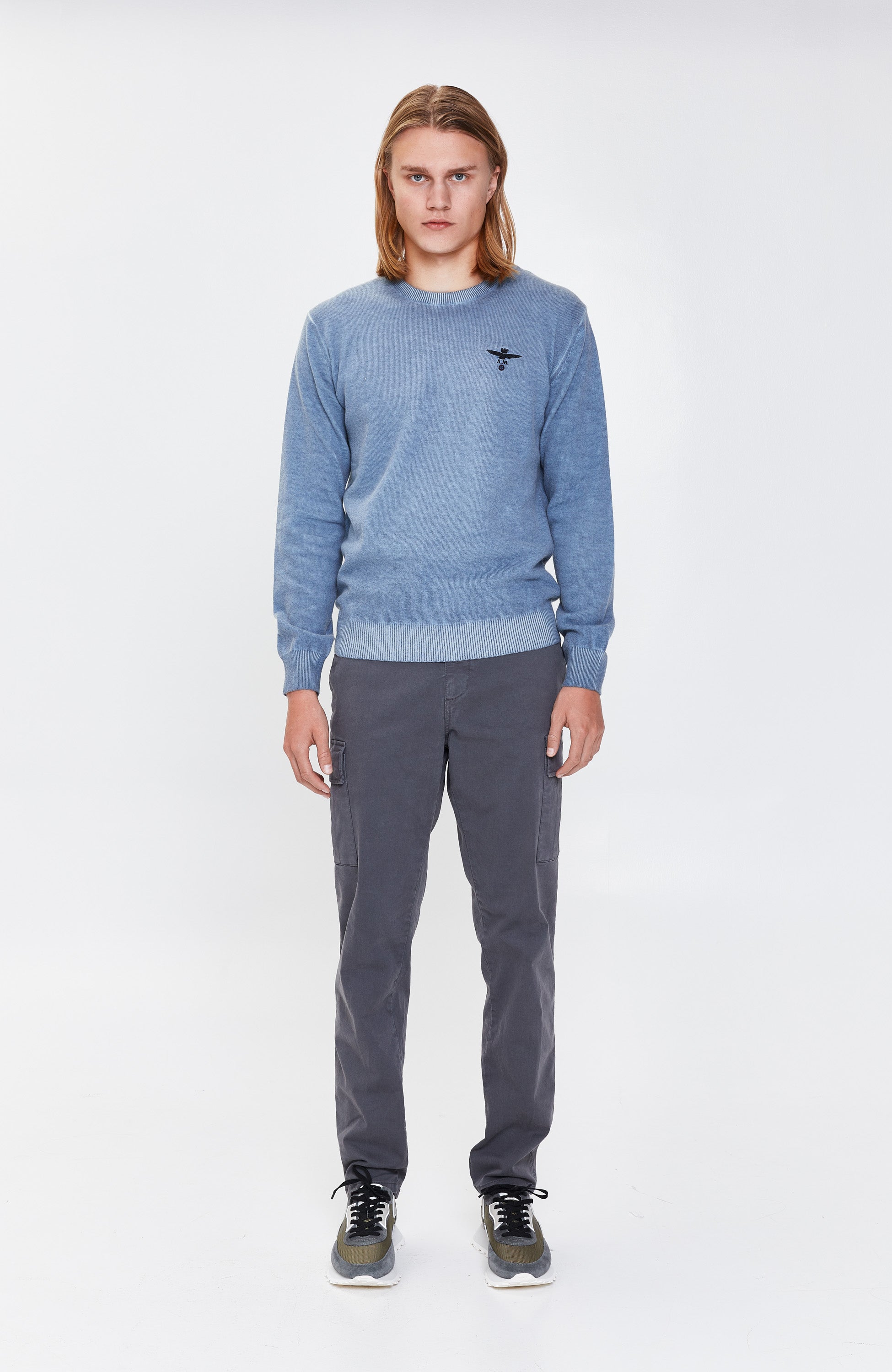 Washed-effect wool sweater