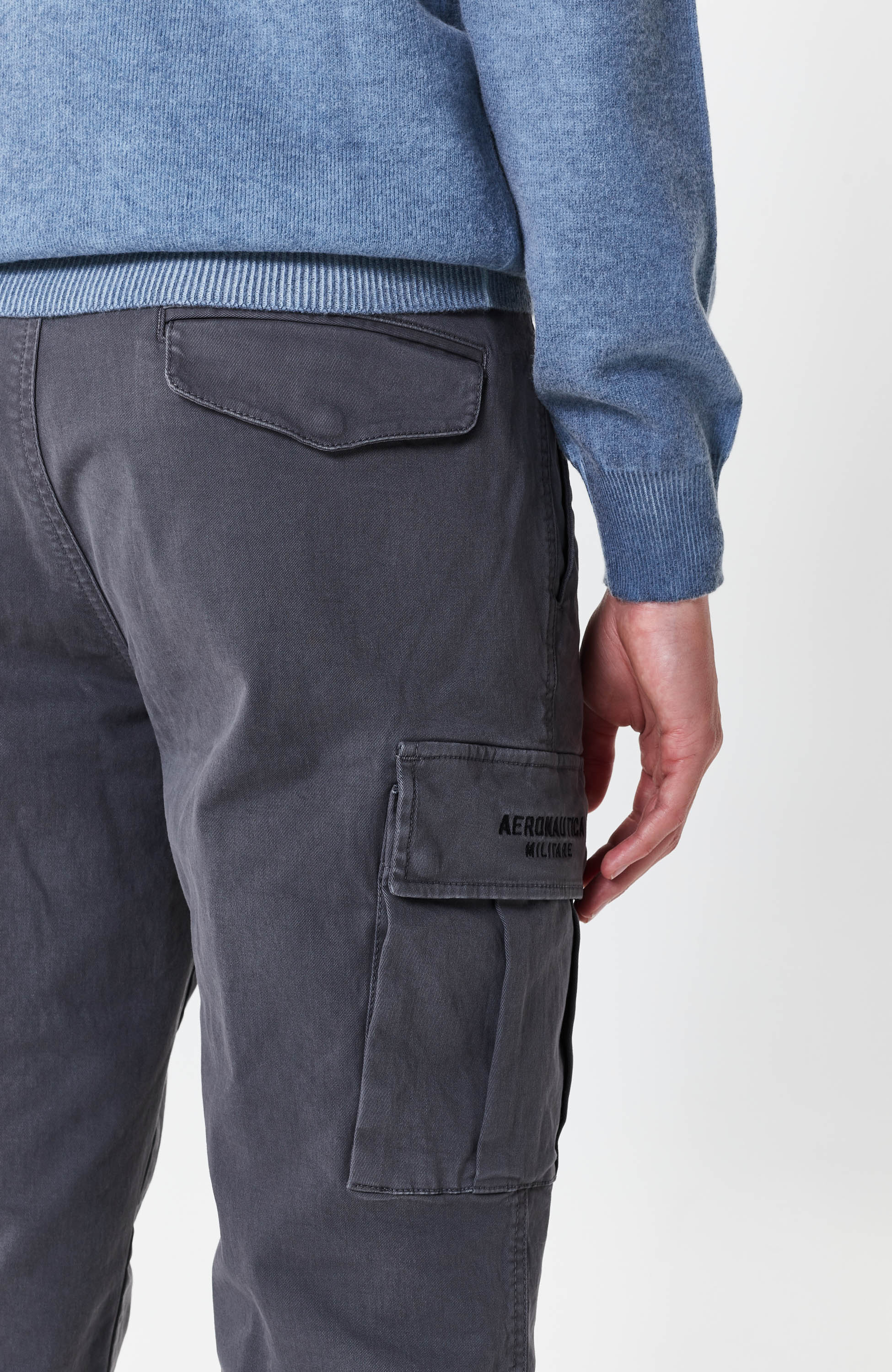 Aeronautica militare Grey Cargo cotton trousers image 5