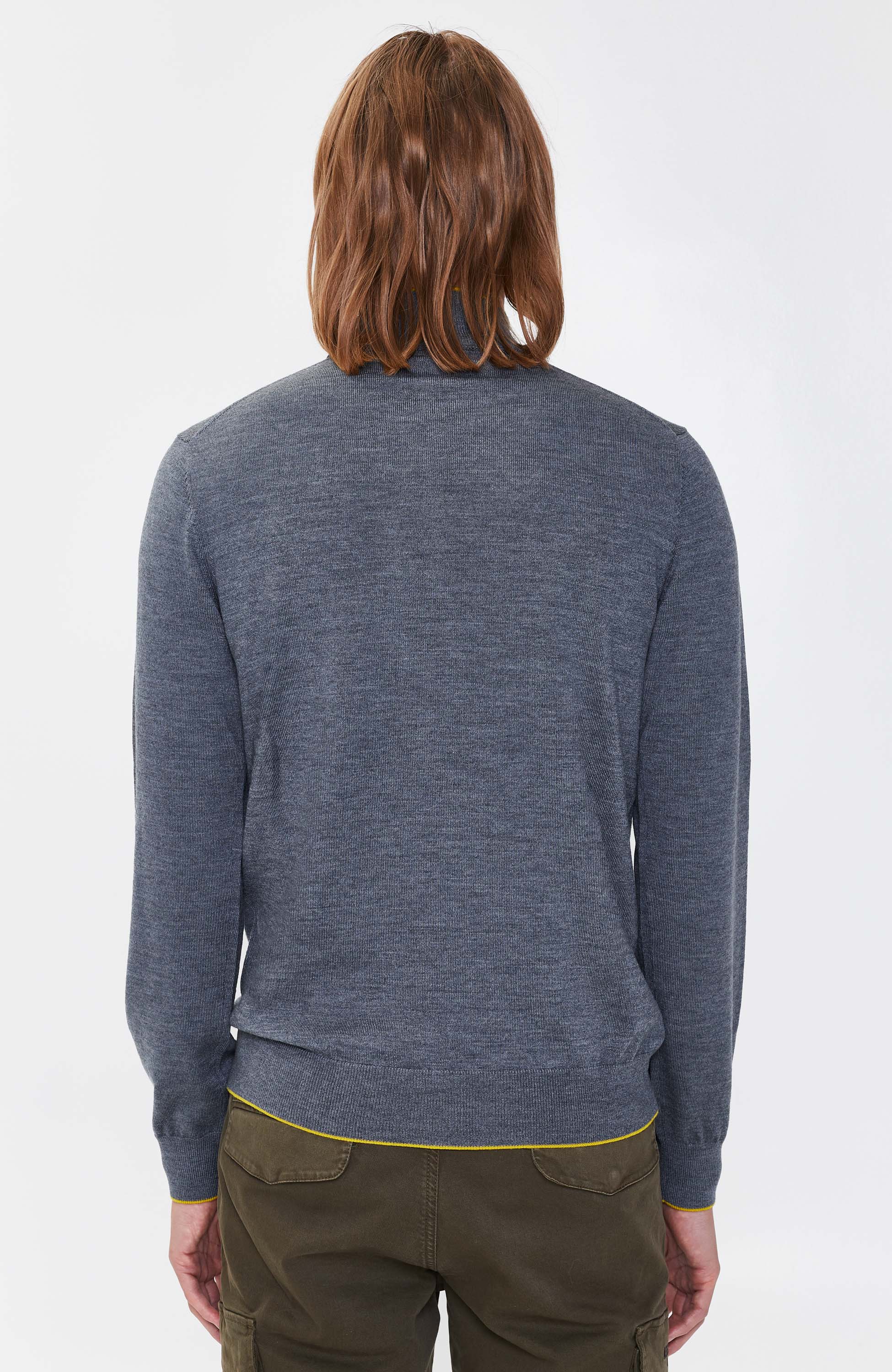 Aeronautica militare Grey Half-zipped merino wool sweater image 3