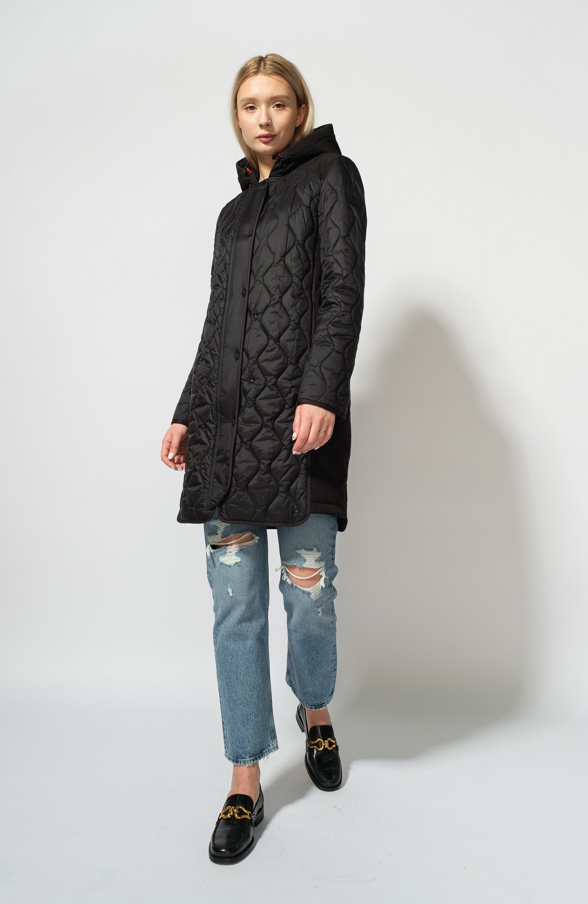 Moose knuckles Black Quilted hooded parka manhattan image 1