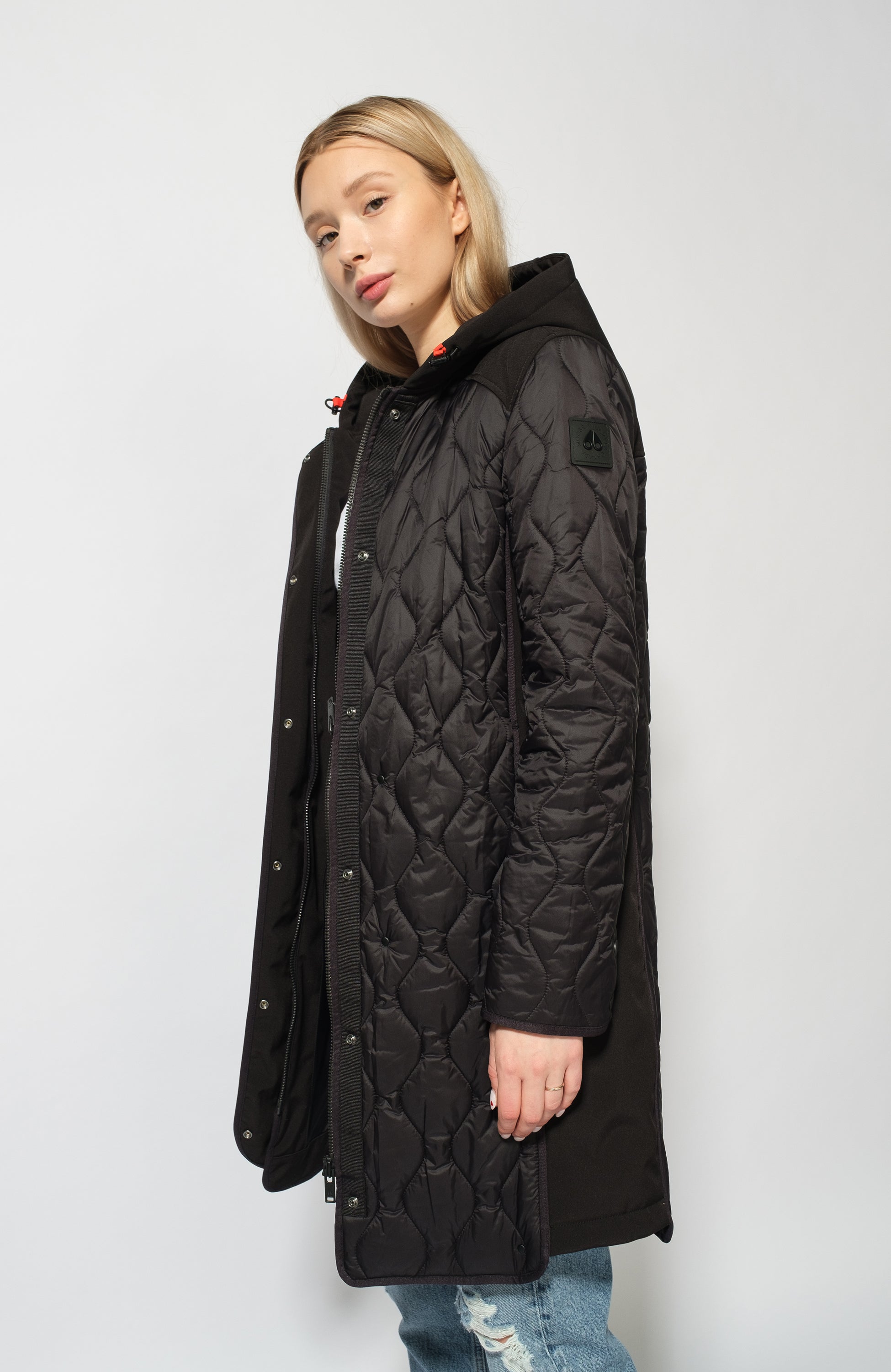Moose knuckles Black Quilted hooded parka manhattan image 5