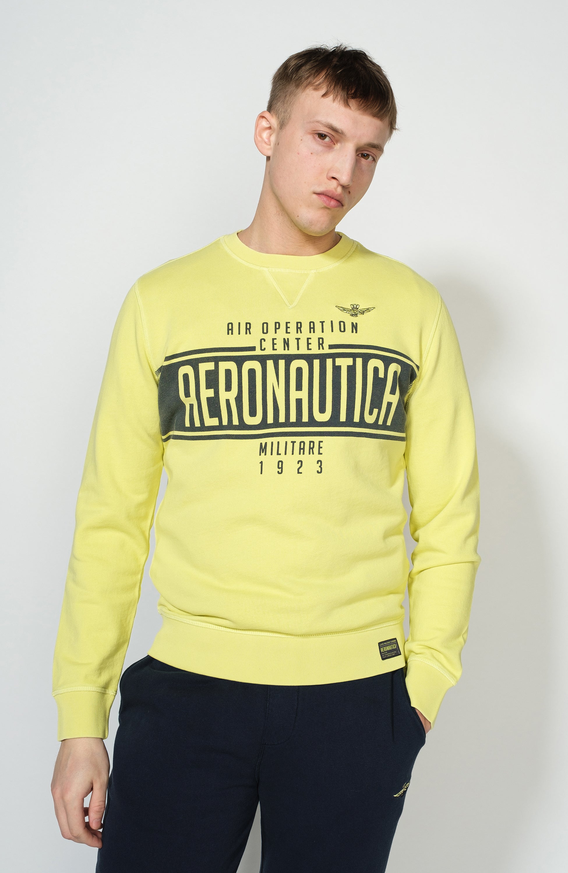 Aeronautica militare Yellow Logo-print cotton sweatshirt image 1