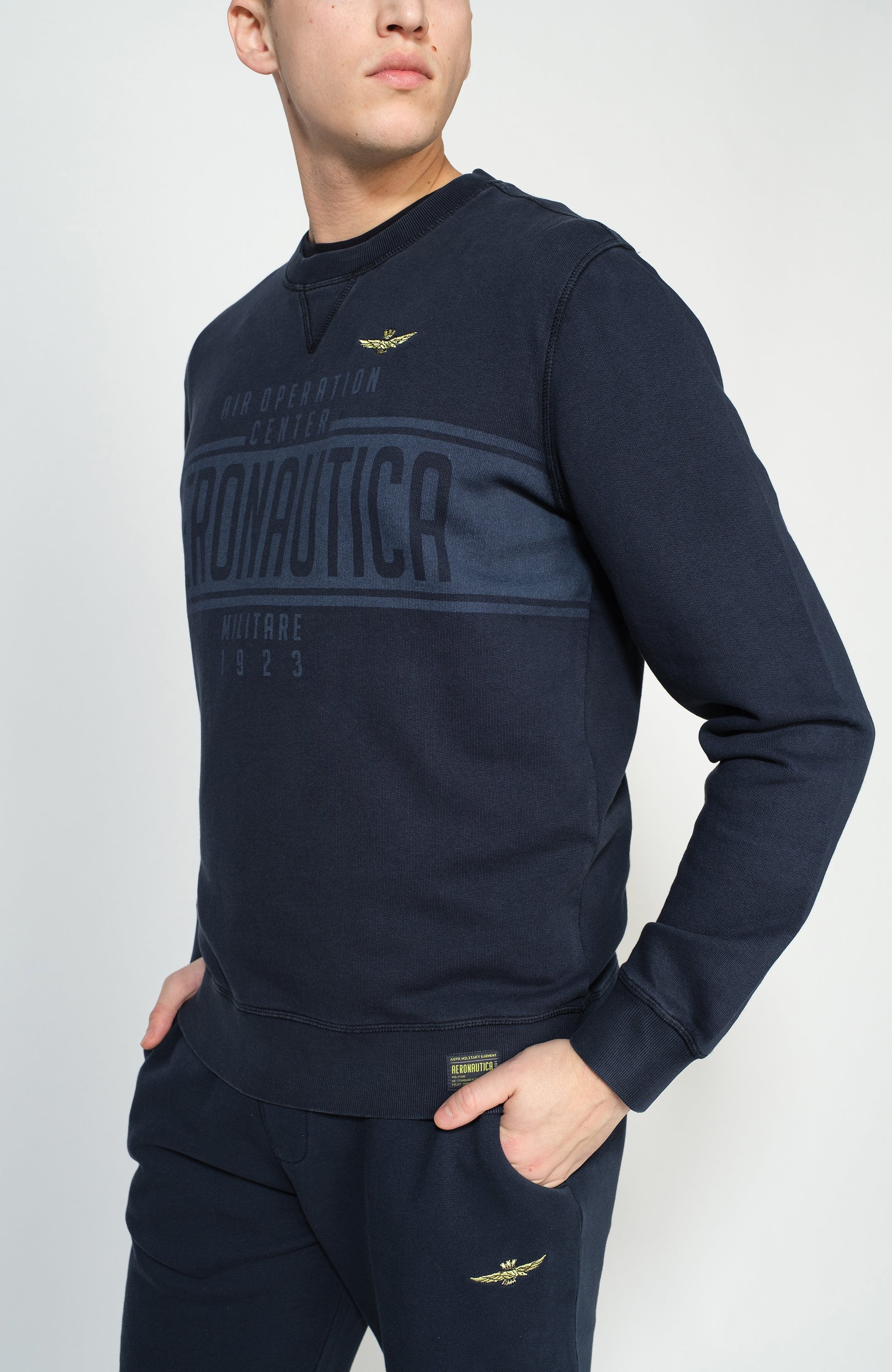 Aeronautica militare Navy Logo-print cotton sweatshirt image 3