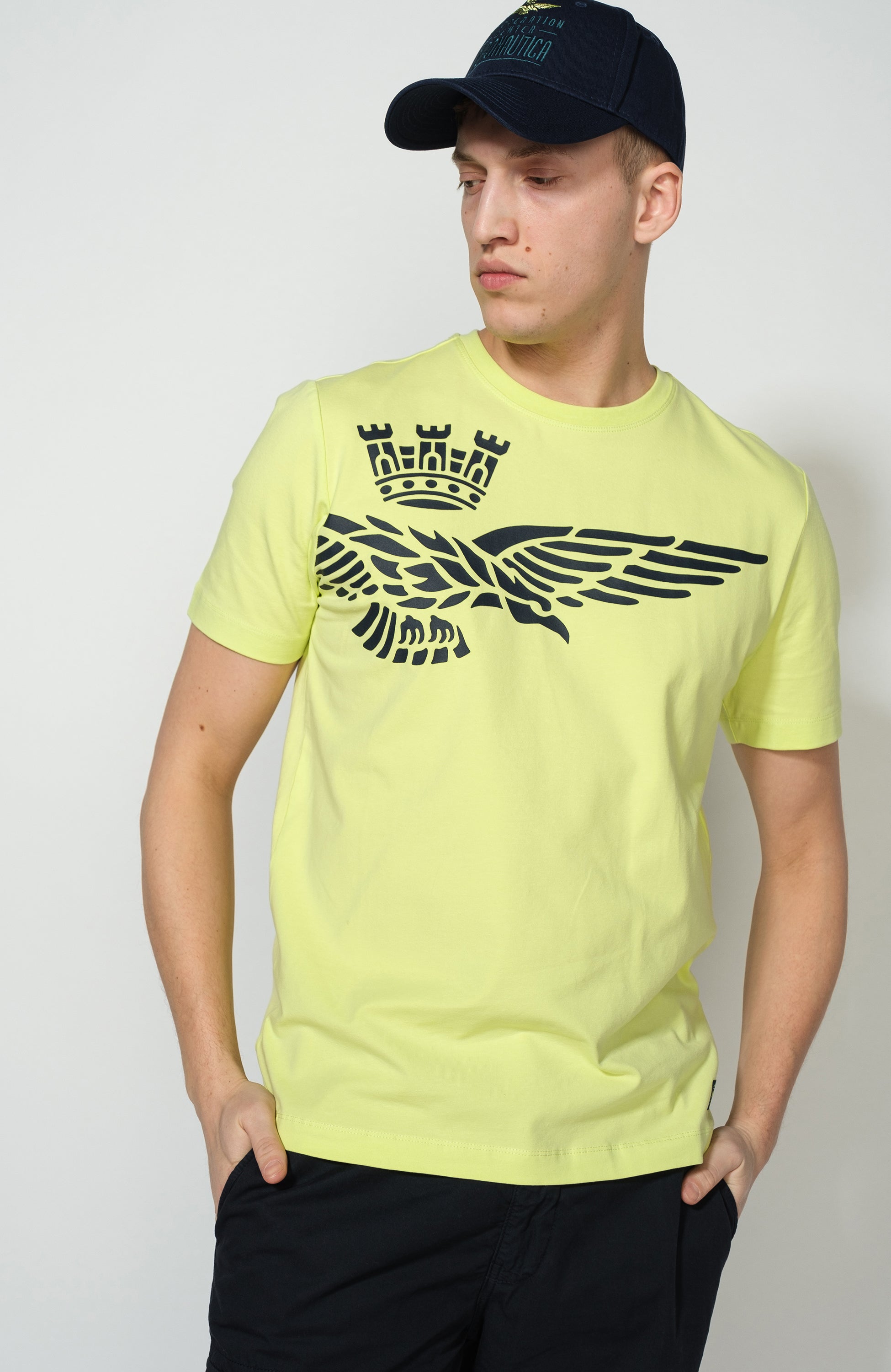 Aeronautica militare Yellow Eagle-print cotton t-shirt image 1