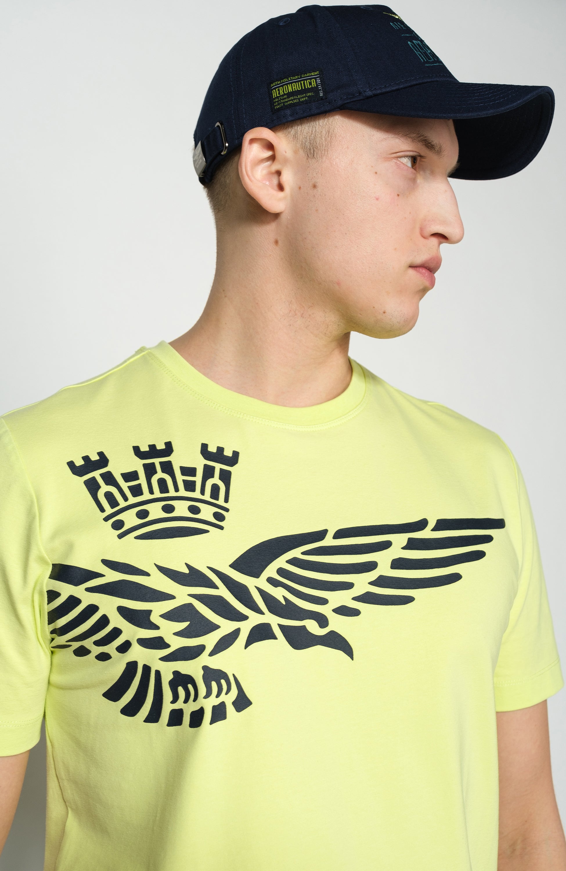Aeronautica militare Yellow Eagle-print cotton t-shirt image 5