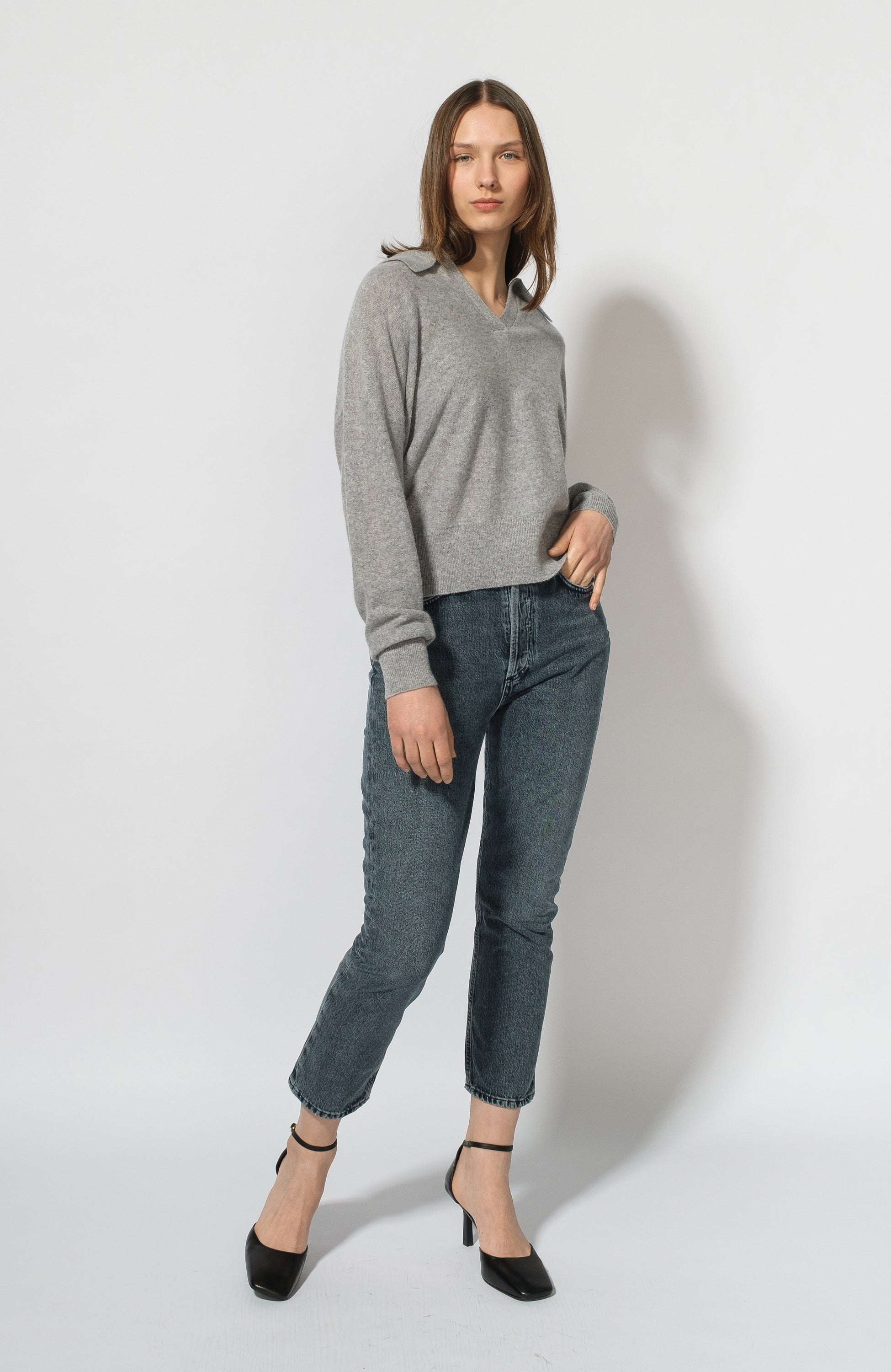 Ftc cashmere Grey Polokraega kašmiirist sviiter image 3