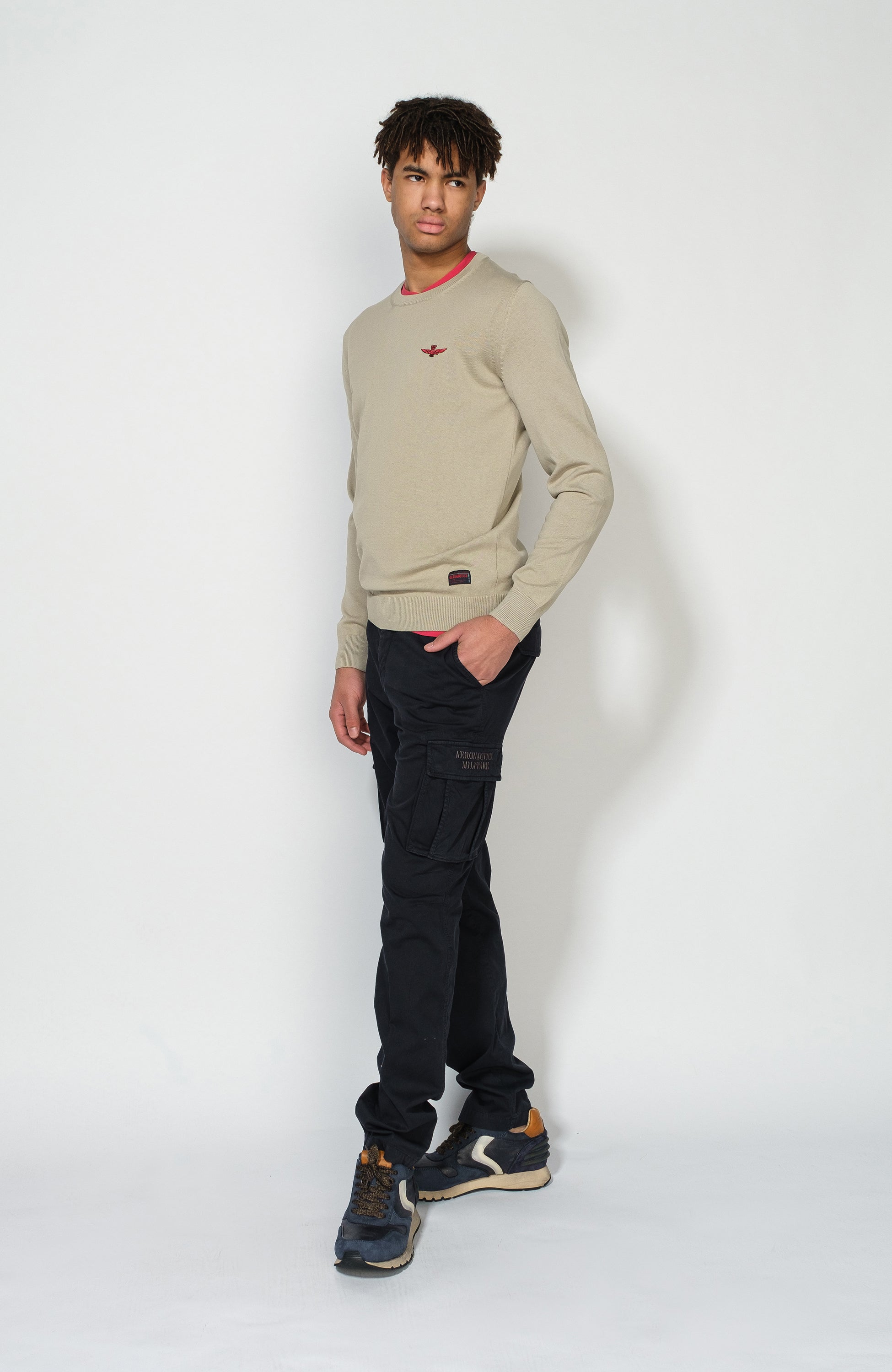 Aeronautica militare Neutral Eagle-patch crewneck sweater image 5