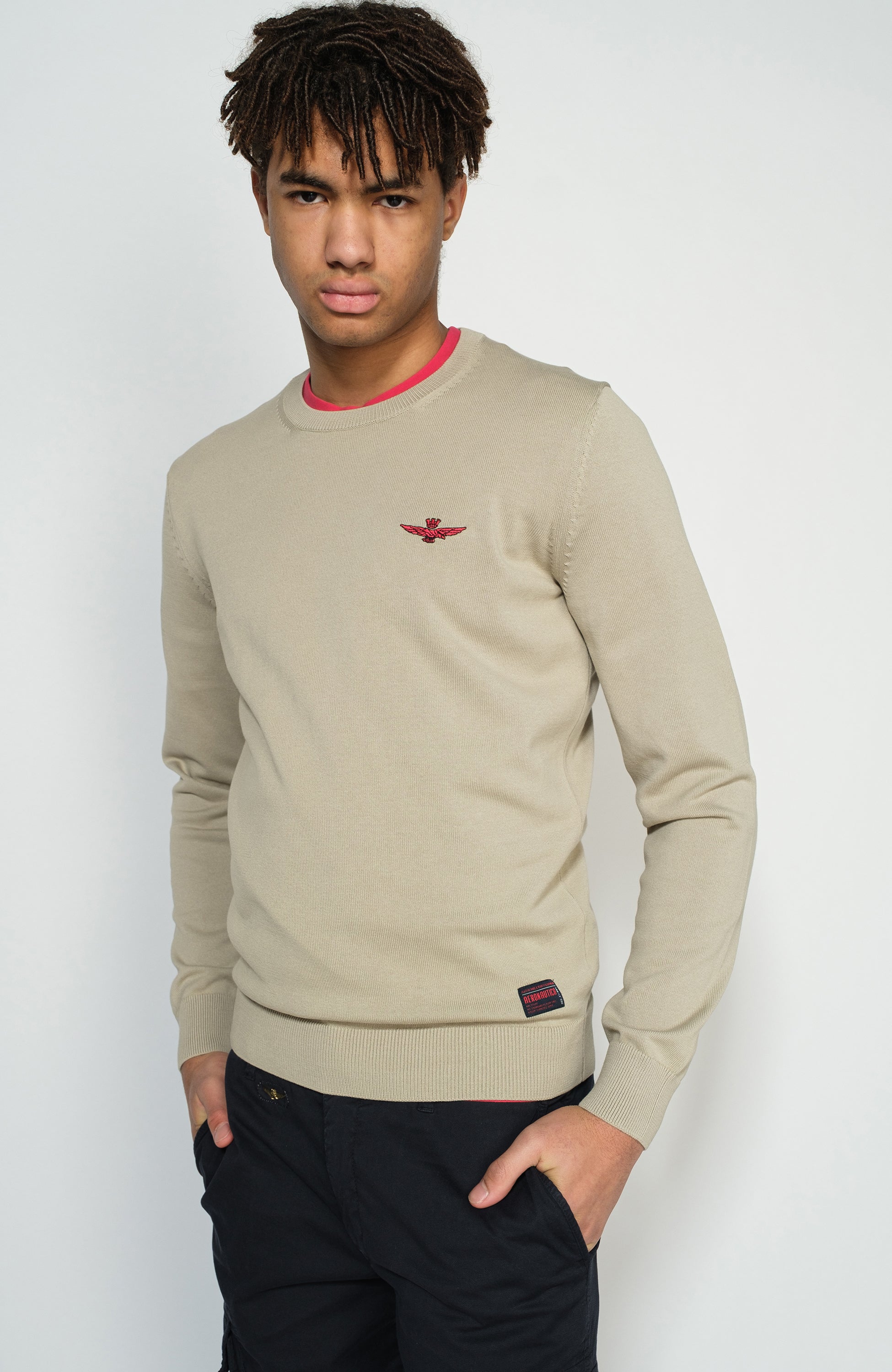 Aeronautica militare Neutral Eagle-patch crewneck sweater image 1