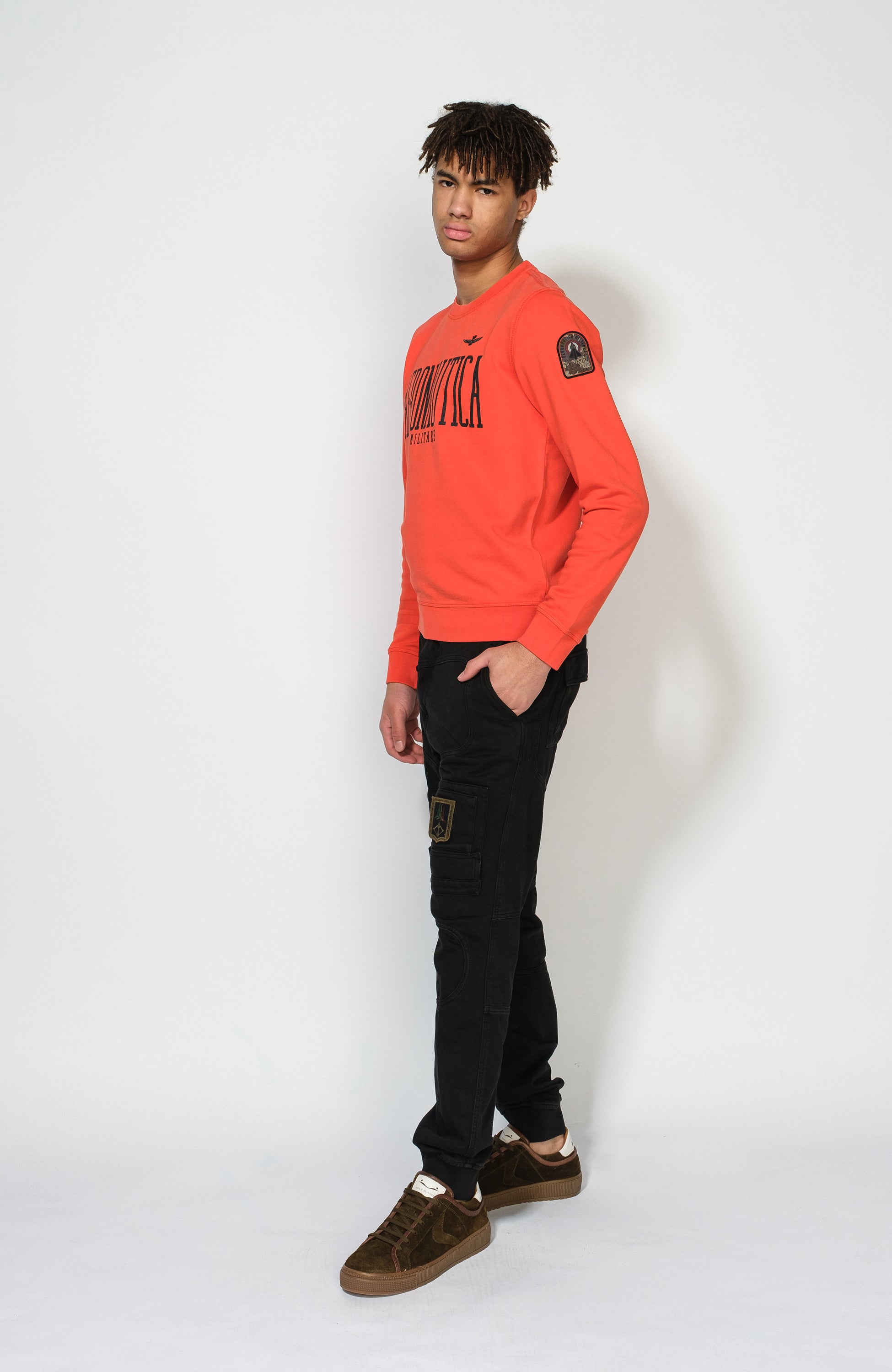 Aeronautica militare Orange Patch cotton sweatshirt image 5
