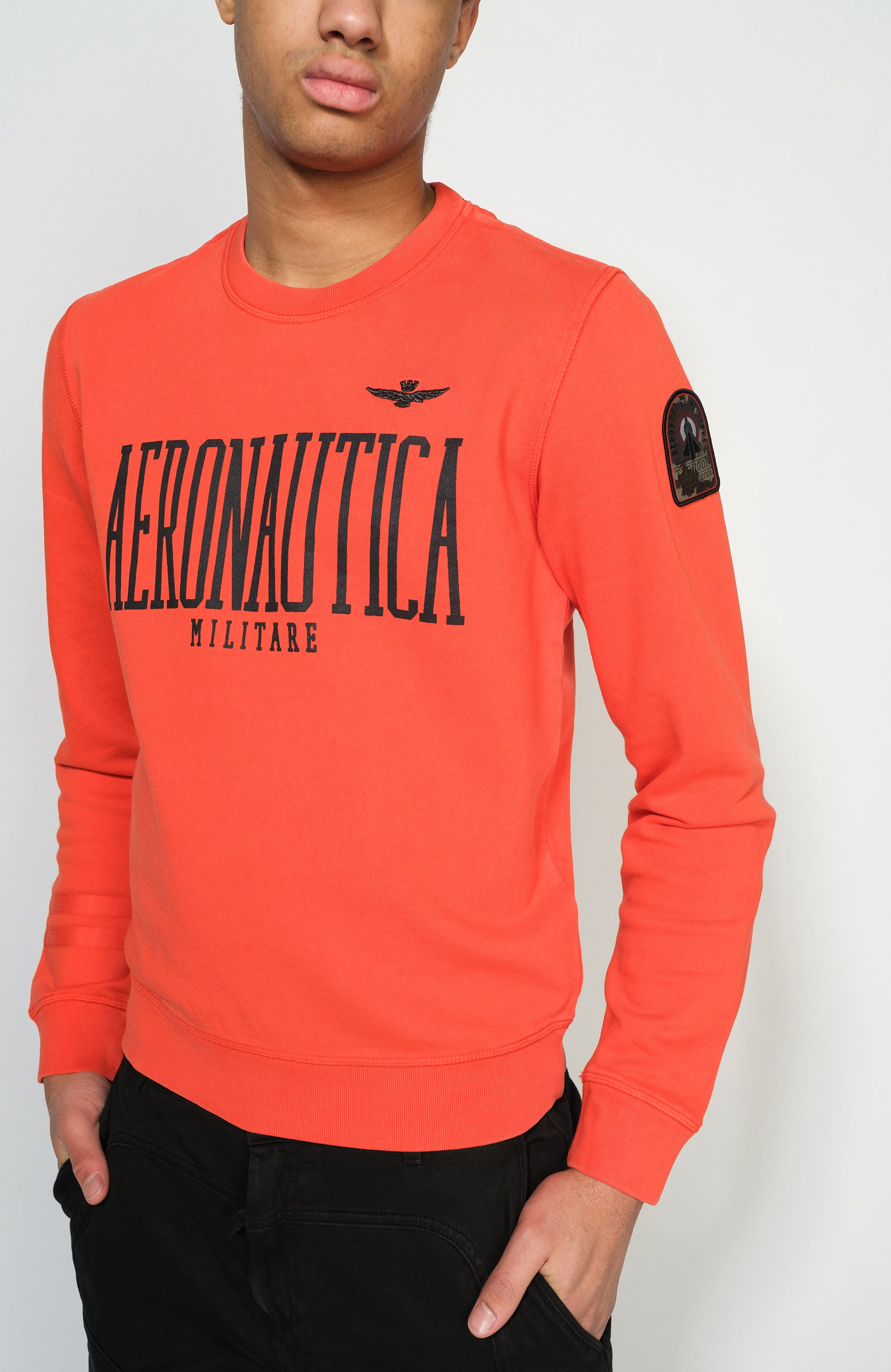 Aeronautica militare Orange Patch cotton sweatshirt image 2