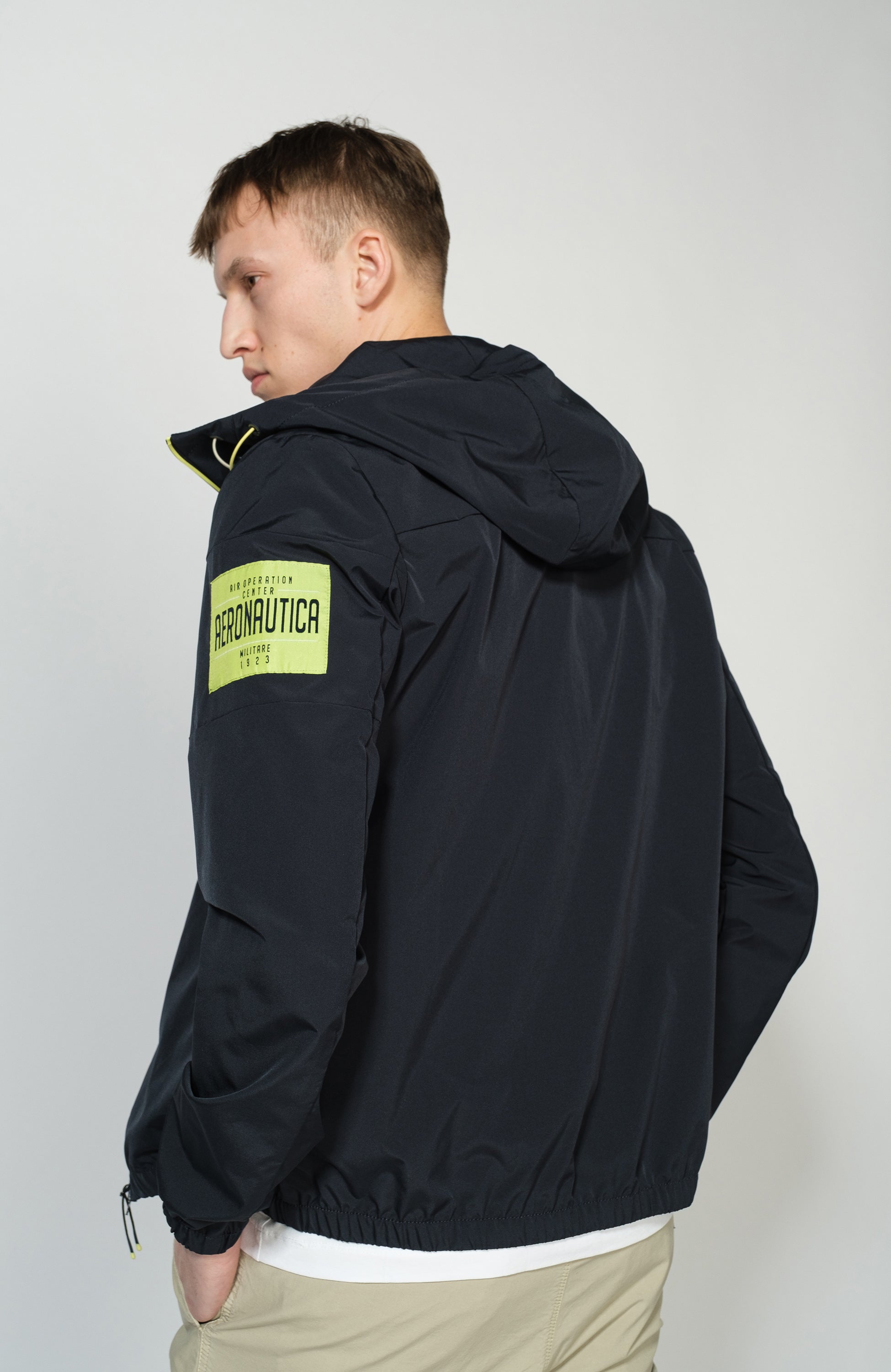 Aeronautica militare Navy Logo-patch windbreaker jacket image 3
