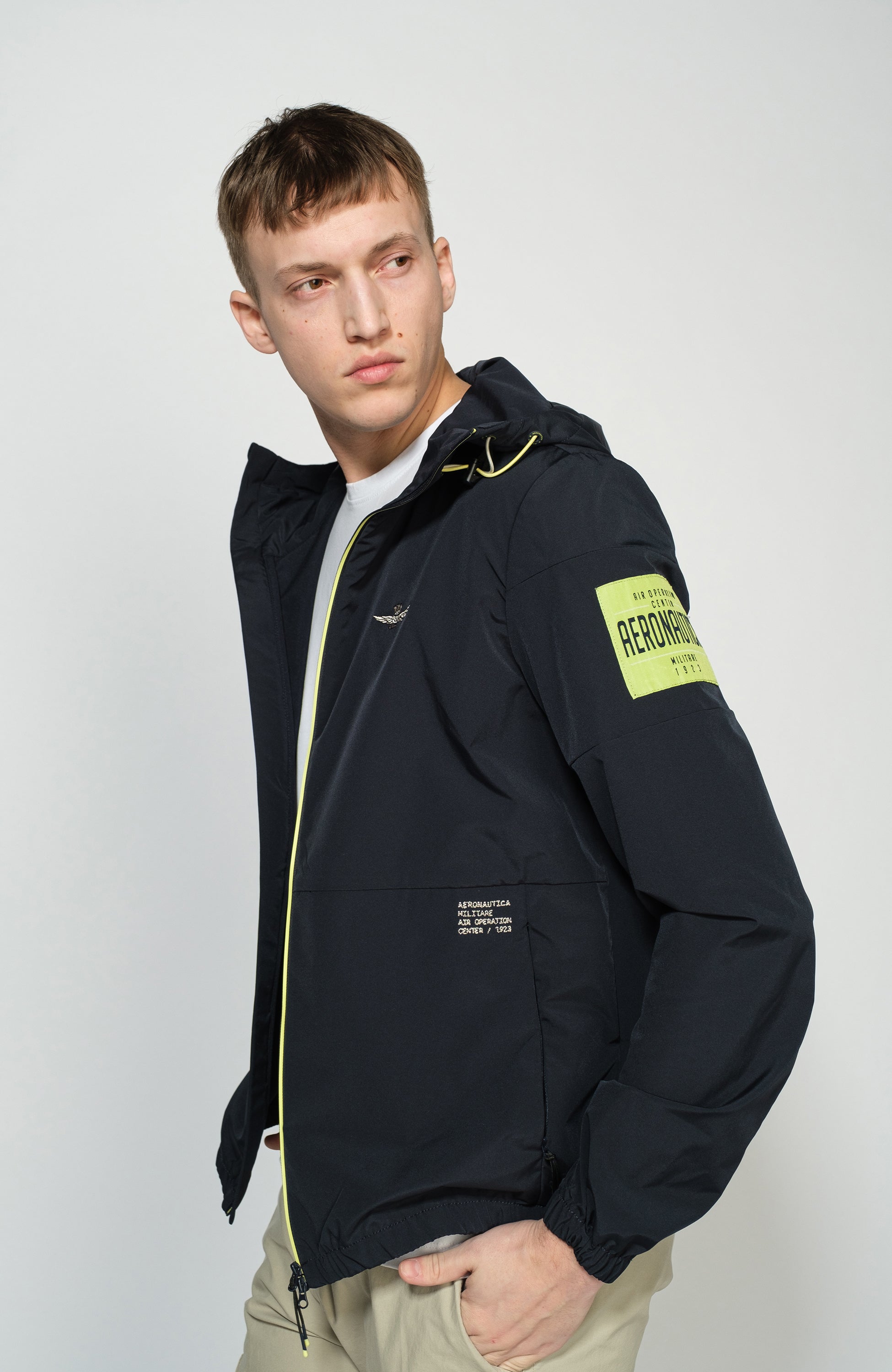 Aeronautica militare Navy Logo-patch windbreaker jacket image 2