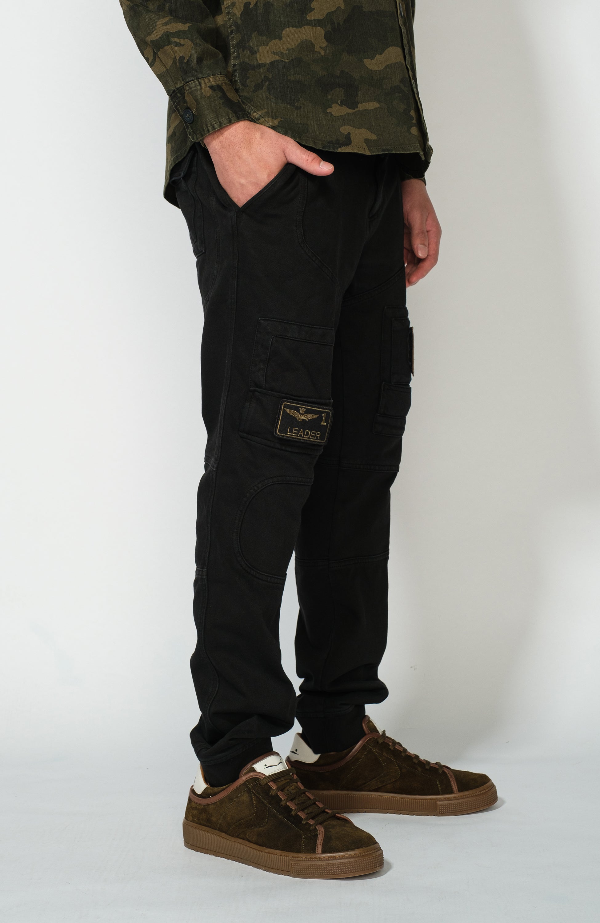 Aeronautica militare Black Multipocket jersey trousers image 4