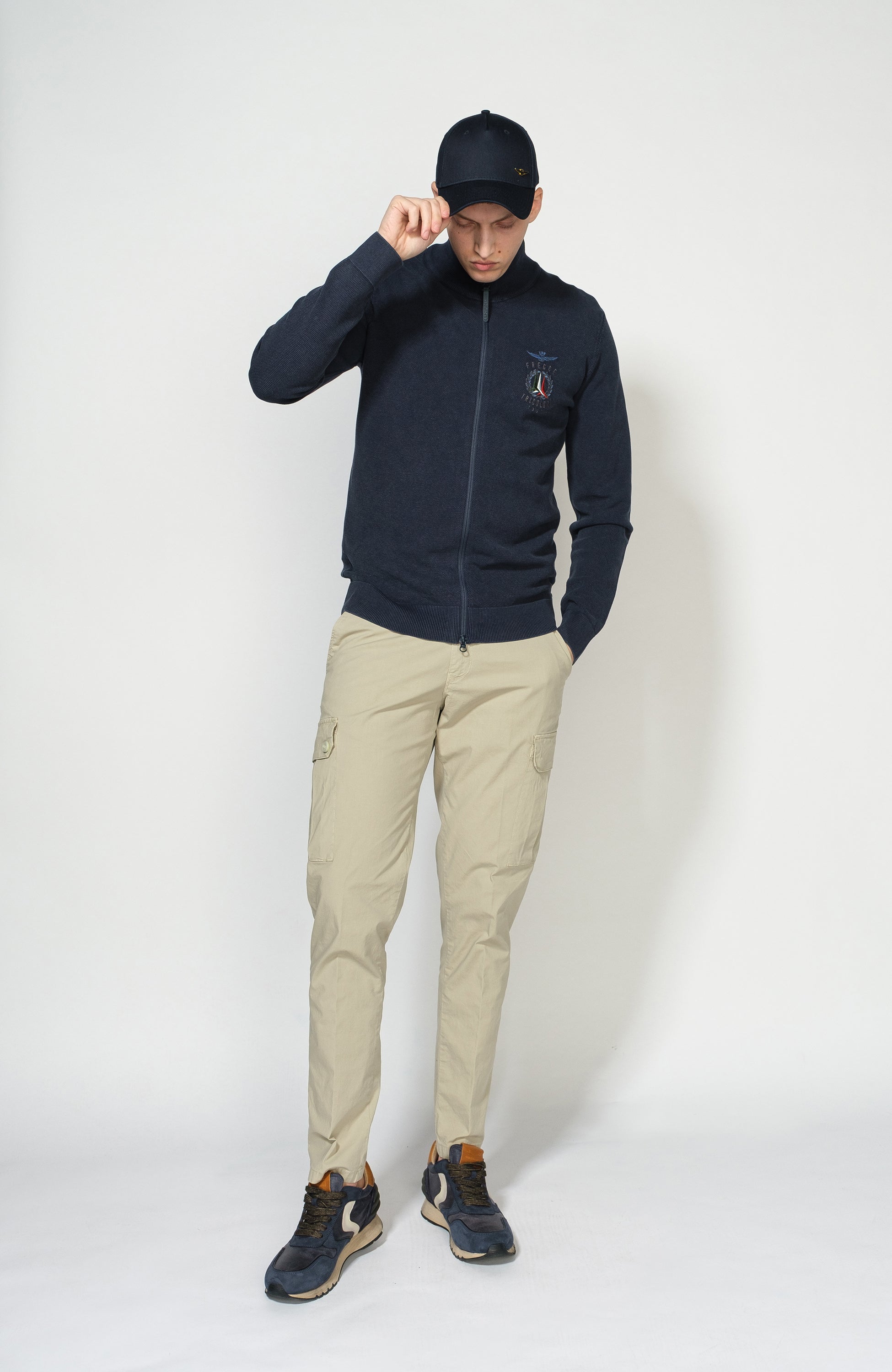 Aeronautica militare Navy Logo-embroidered zipped cardigan image 7