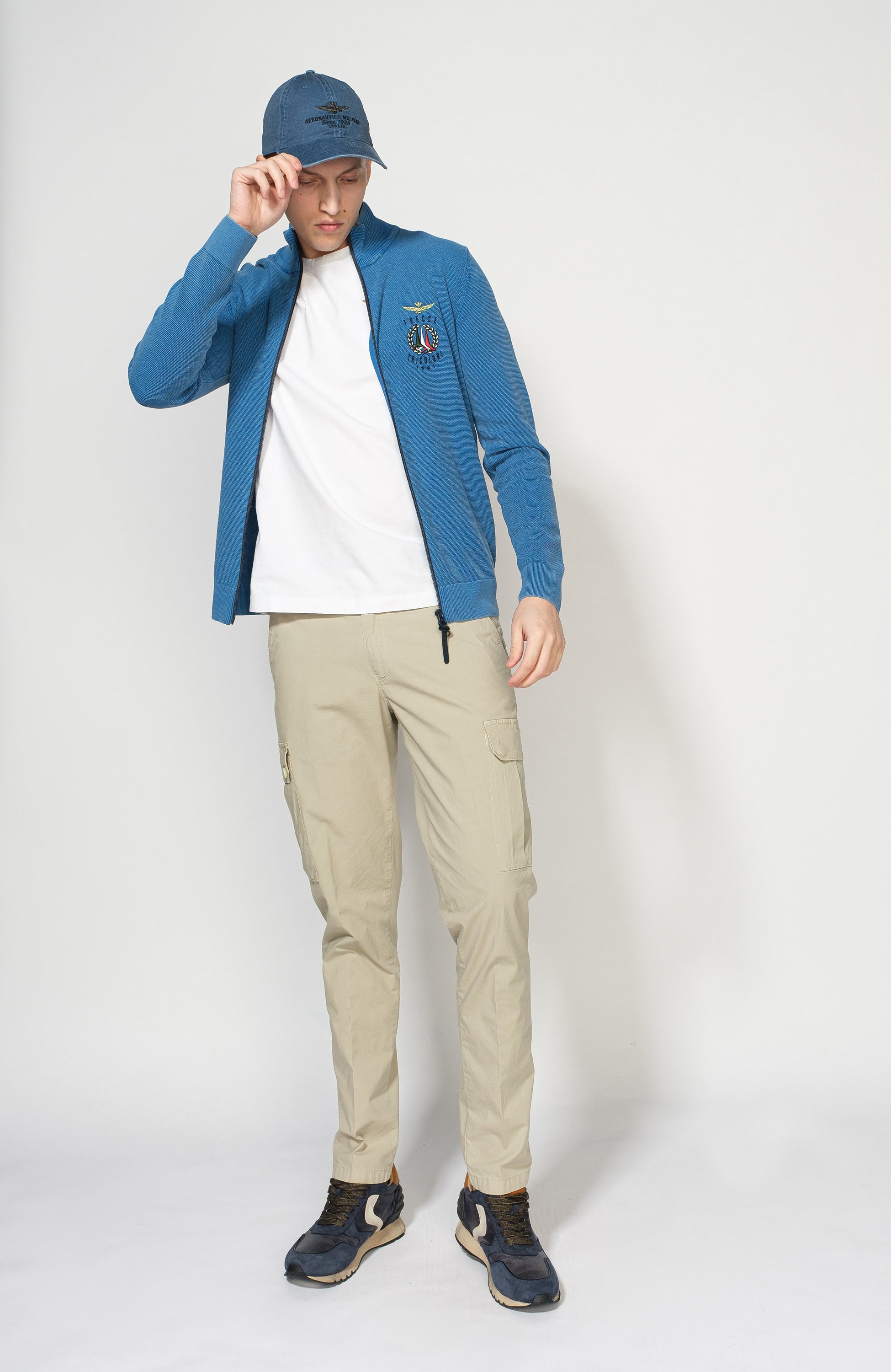 Aeronautica militare Blue Logo-embroidered zipped cardigan image 6