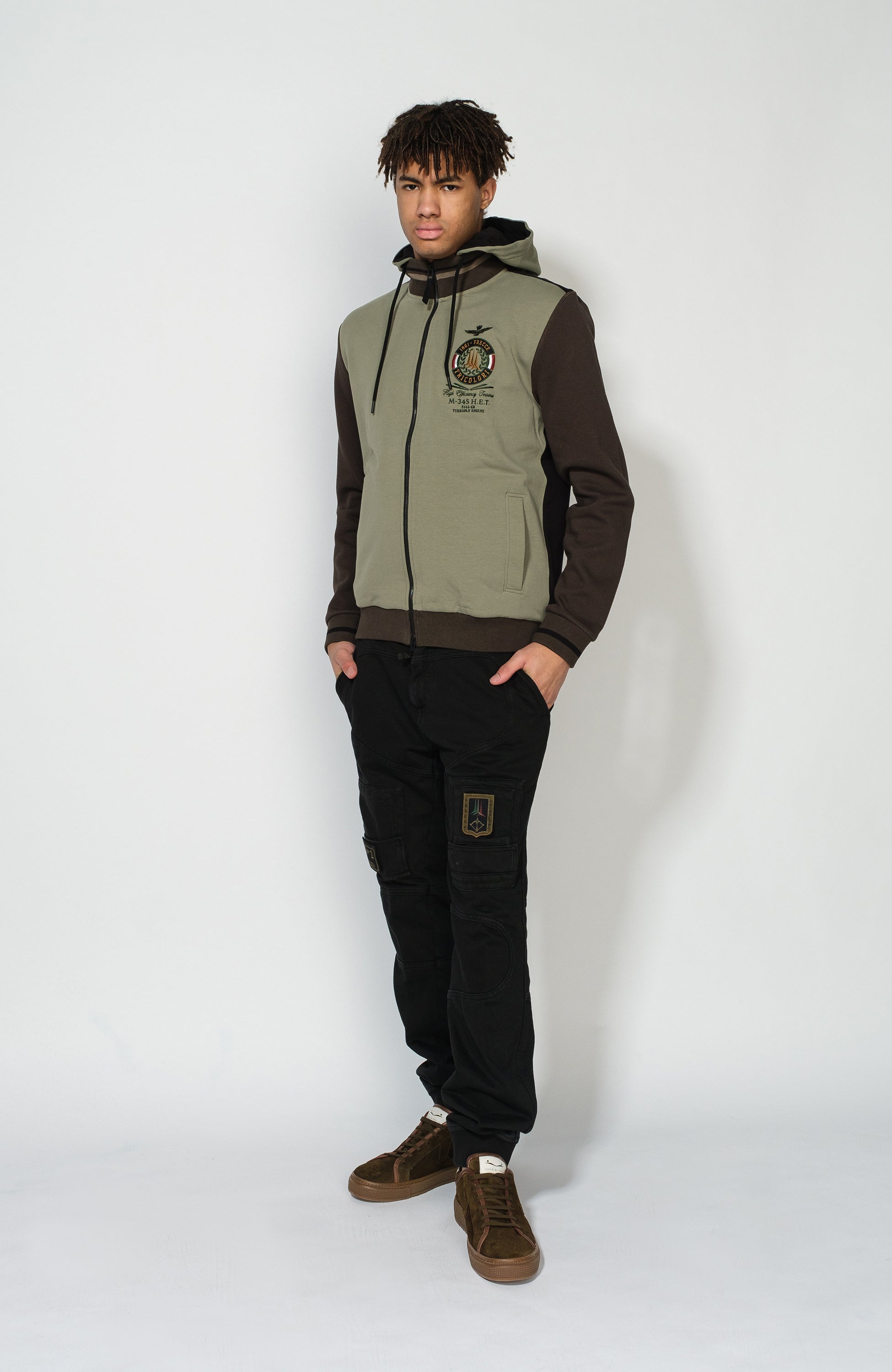 Aeronautica militare Green Patch hooded sweatshirt image 7