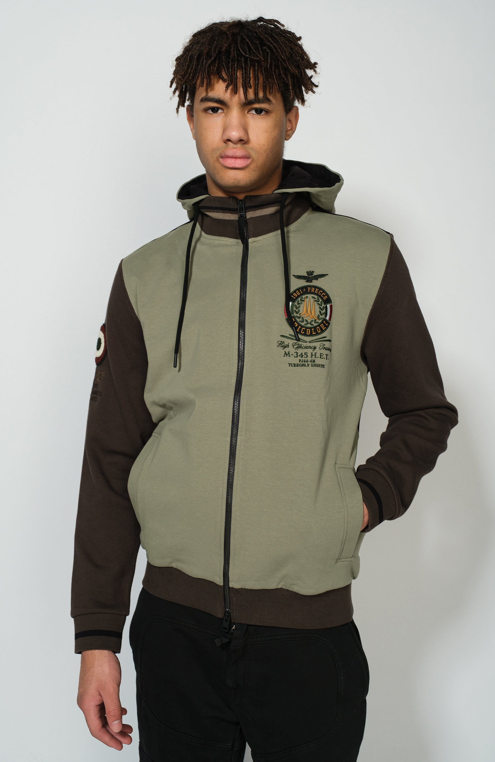 Aeronautica militare Green Patch hooded sweatshirt image 1